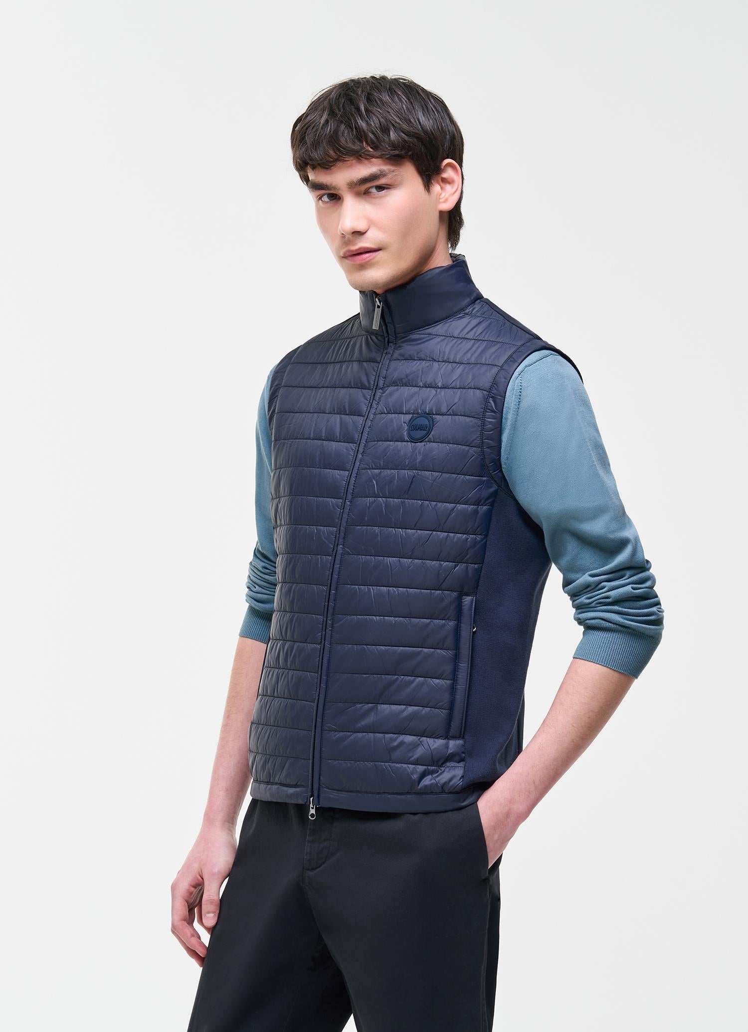 Hybrid knit and padded VEST NAVY BLUE