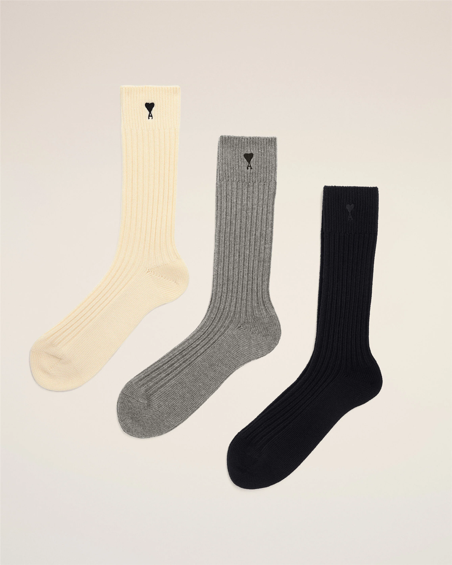3-PACK AMI DE COEUR SOCKS ECRU/GREY/BLACK