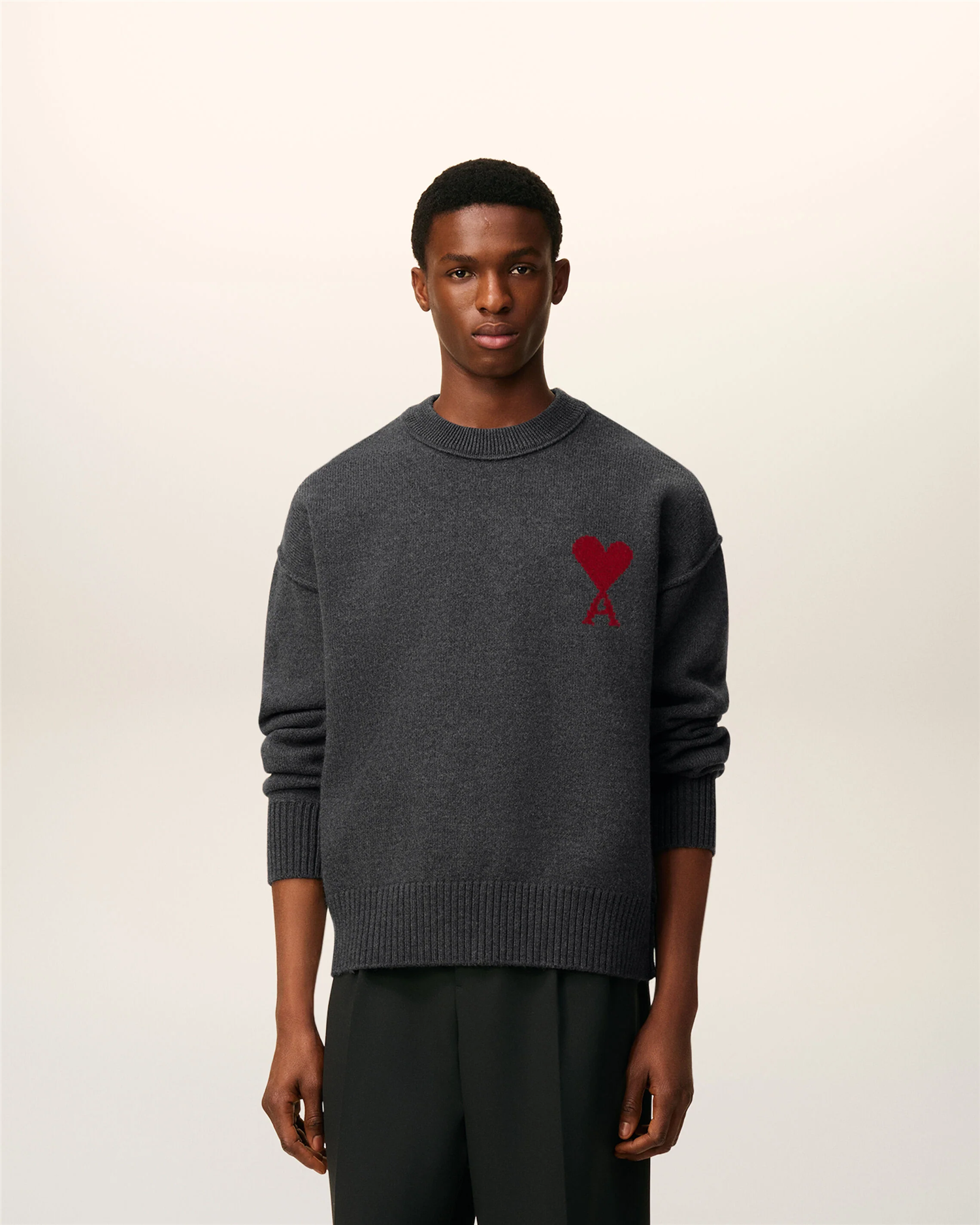 WOOL AMI DE COEUR SWEATER GREY/RED