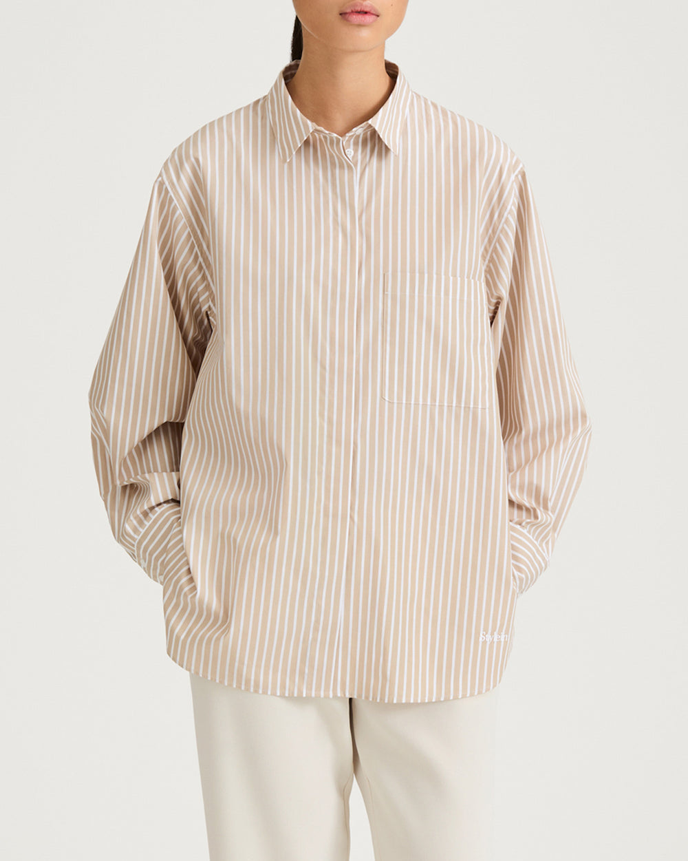 JANSELL COTTON SHIRT BEIGE STRIPE