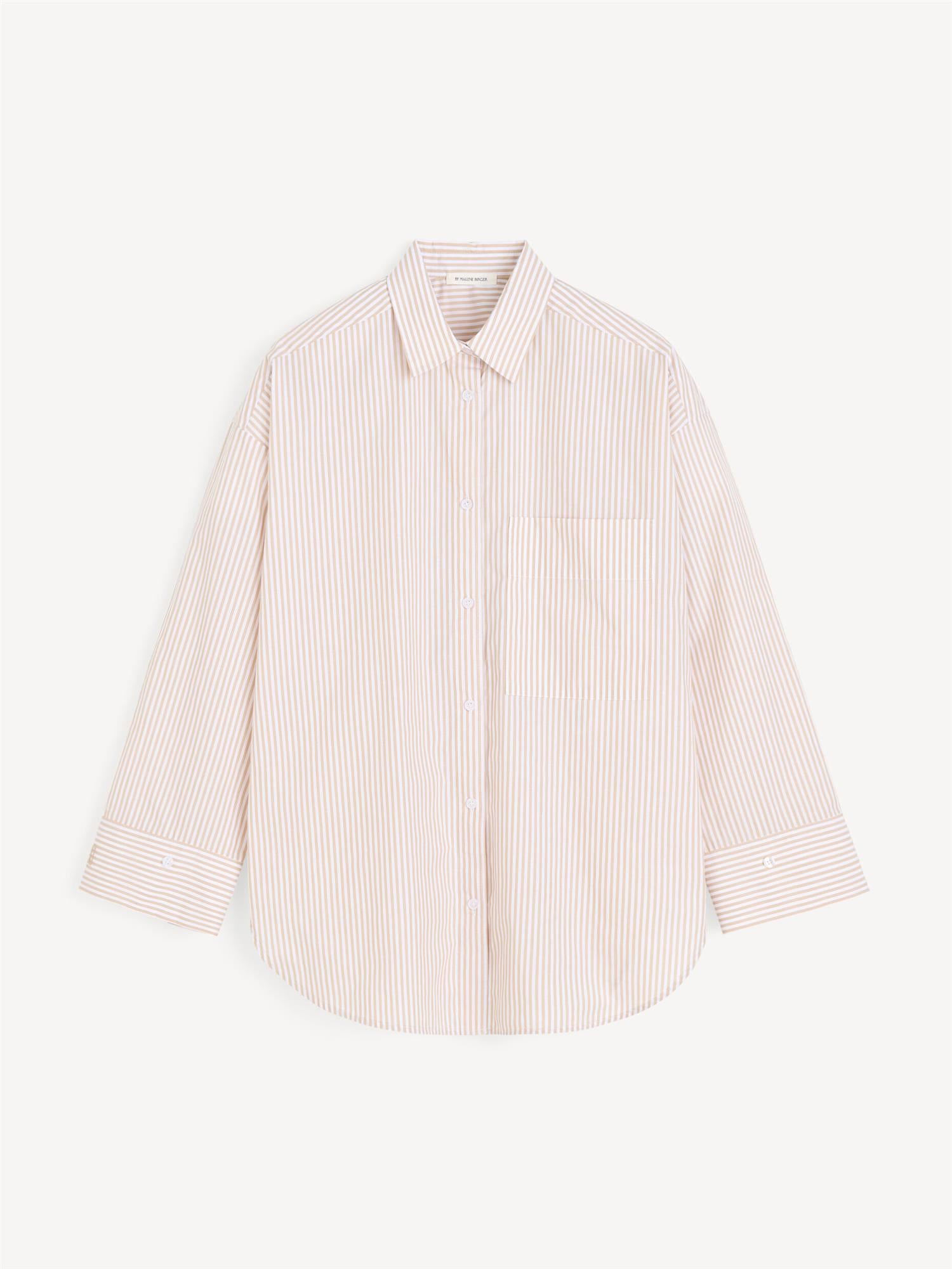 DERRIS Organic Cotton Shirt Dark Sand Strip