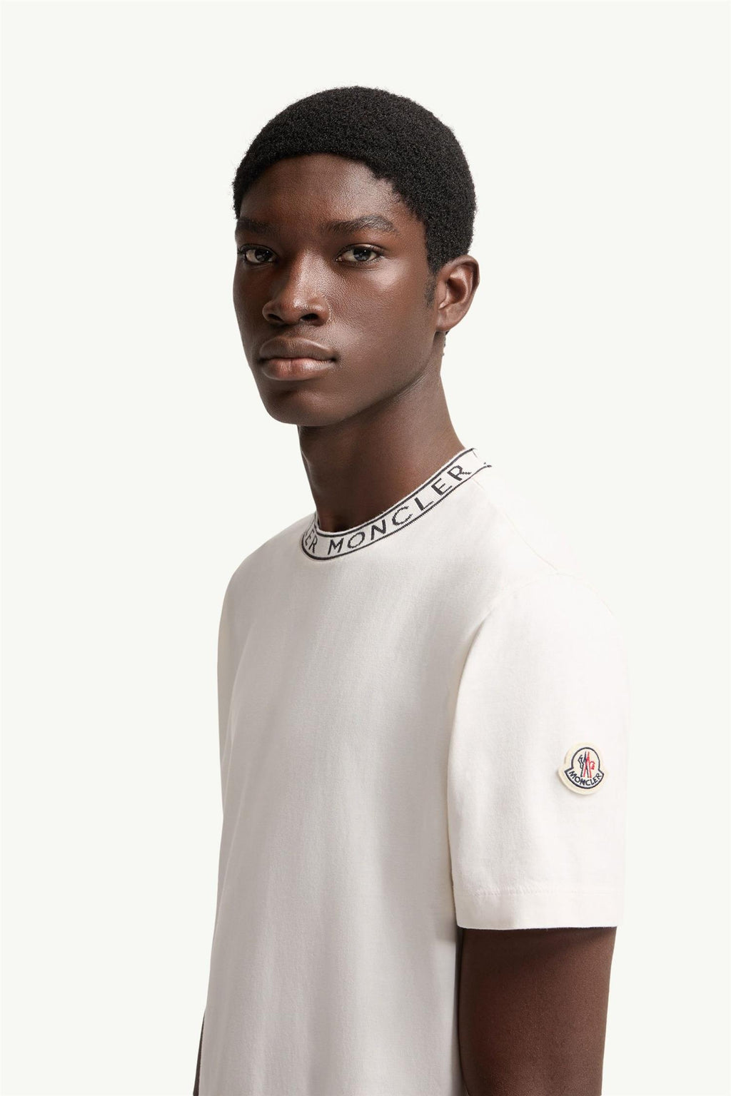 Intarsia logo neckrib T-SHIRT OFF WHITE