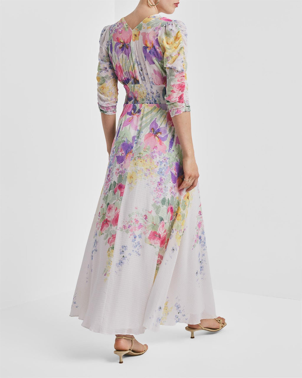 Dotted Georgette Button-Down Dress Flower Meadow