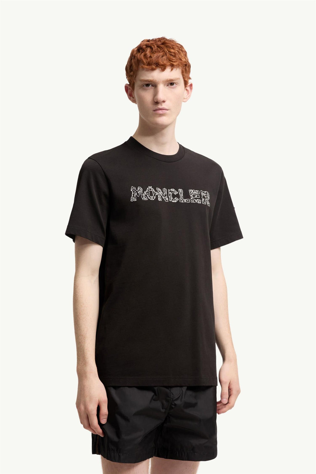 Space Embroidered Logo Cotton T-Shirt BLACK