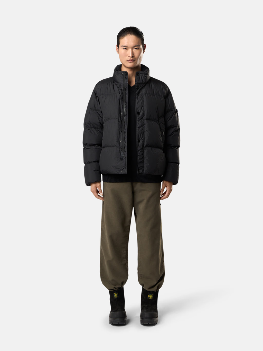 CRINKLE REPS GARMENT DYED DOWN JACKET BLACK