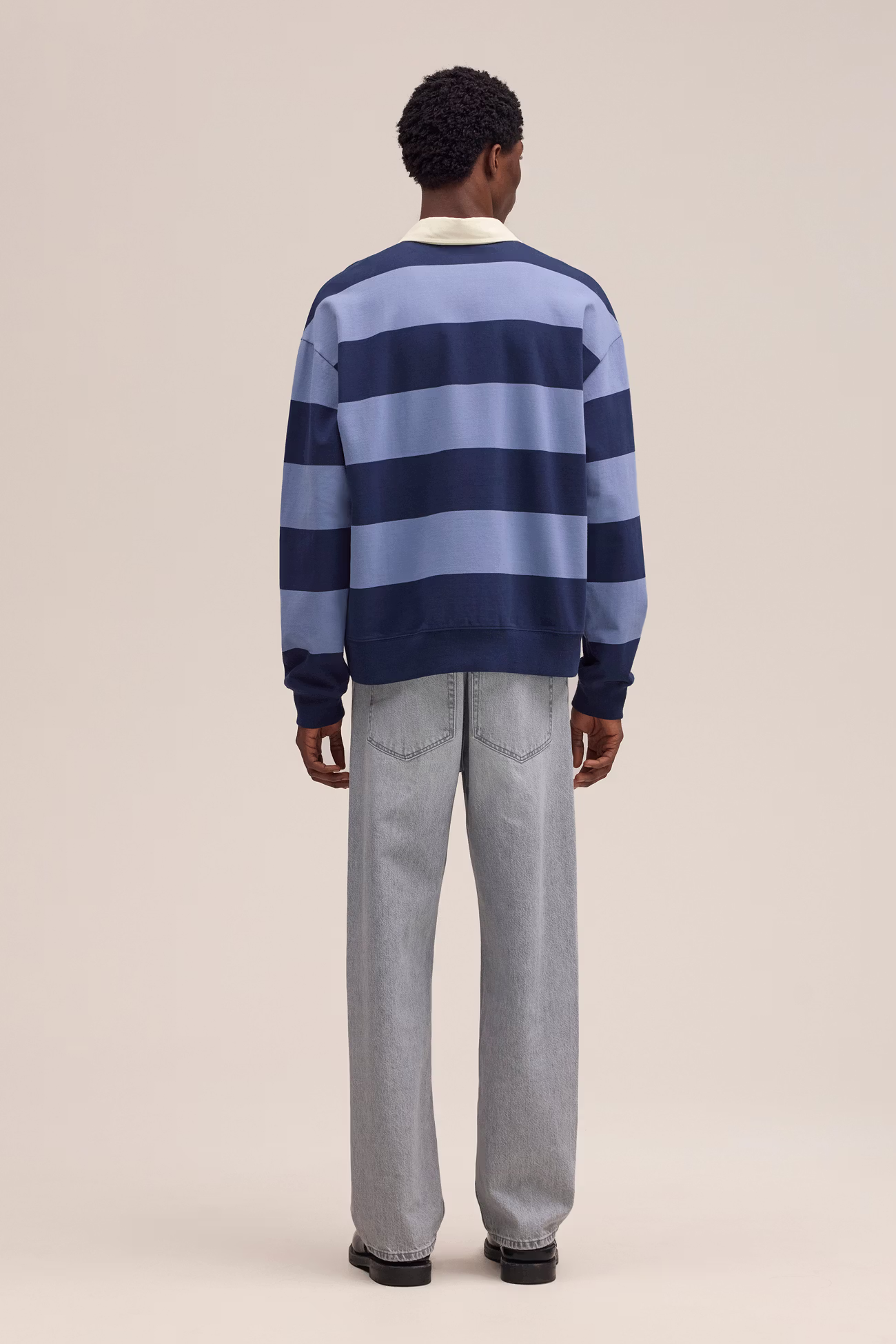 David Organic cotton Polo Sweatshirt 30043 Blue Stripe