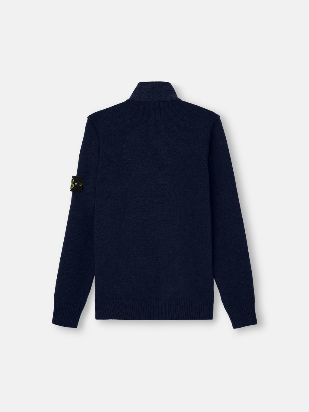 KNITTED WOOL FULL-ZIP BUTTON CARDIGAN NAVY BLUE