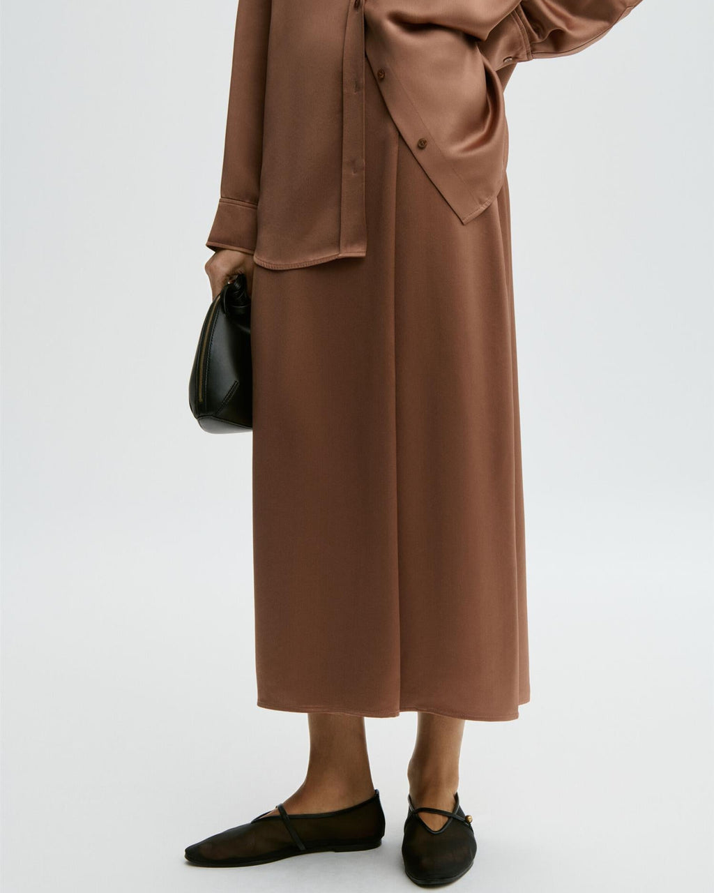 Pacia satin maxi skirt Latte Brown