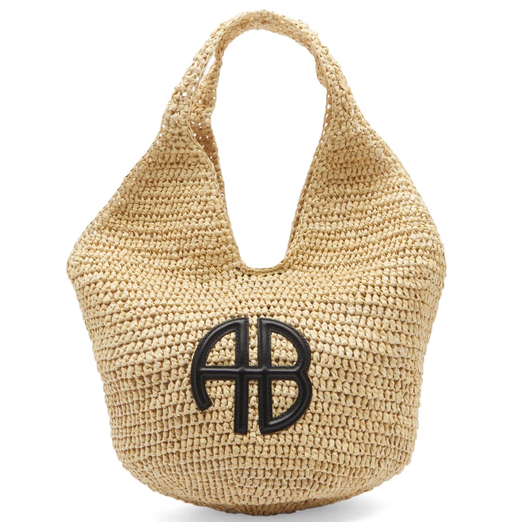 SMALL LEAH HOBO BAG NATURAL WITH BLACK