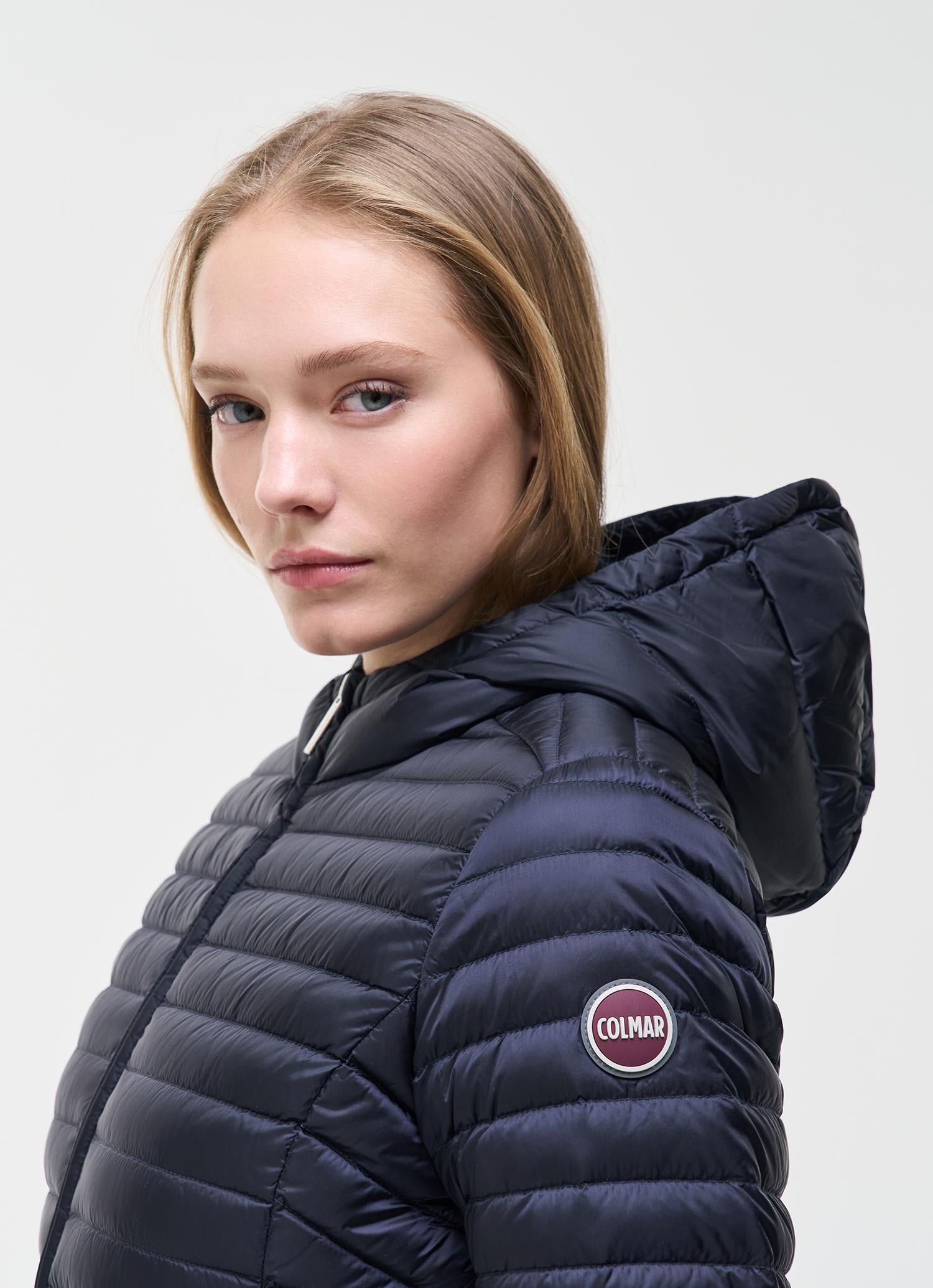 LIGHTWEIGHT DOWN JACKET WITH HOOD NAVY BLUE