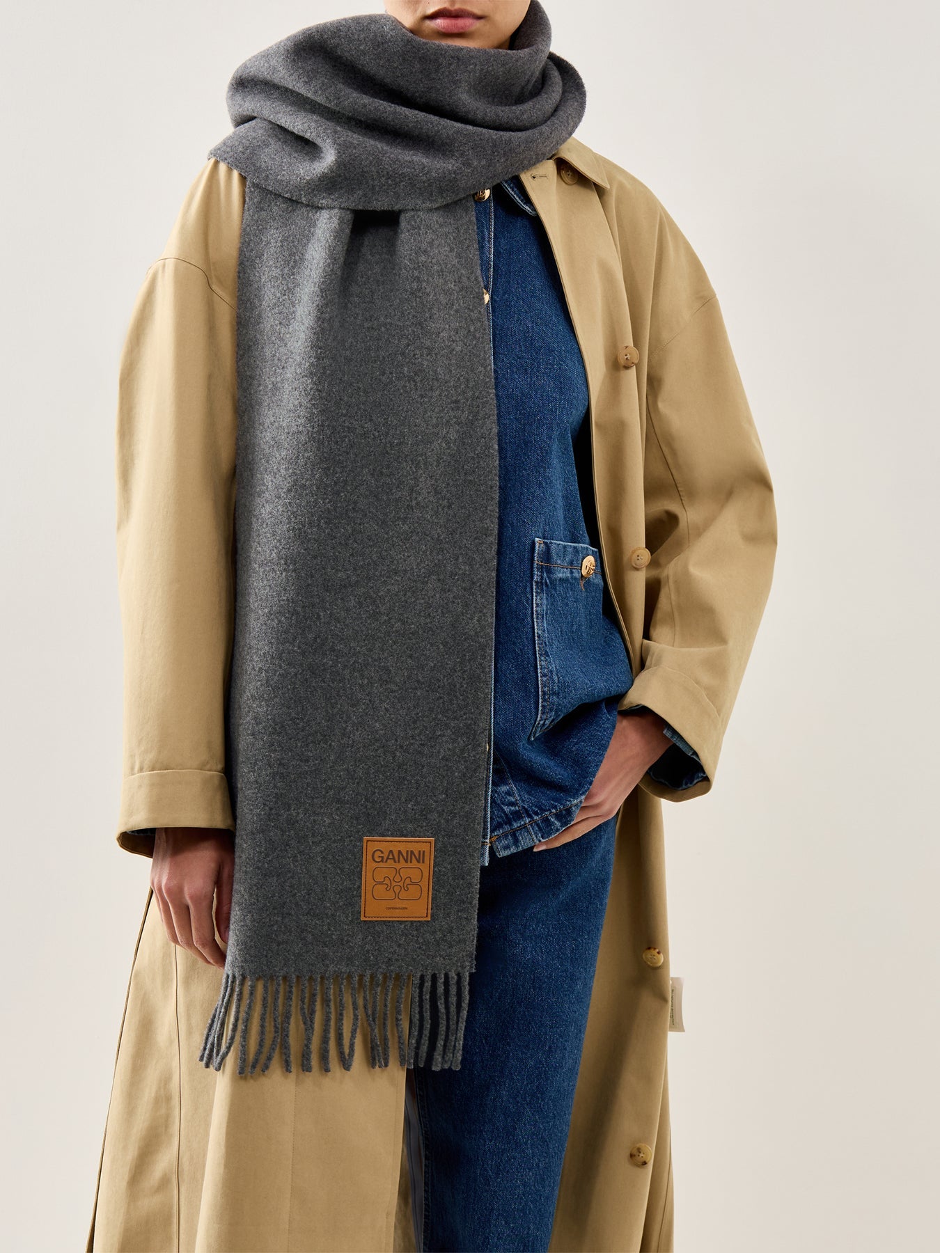 Double Face Wool Solid Scarf Paloma Melange