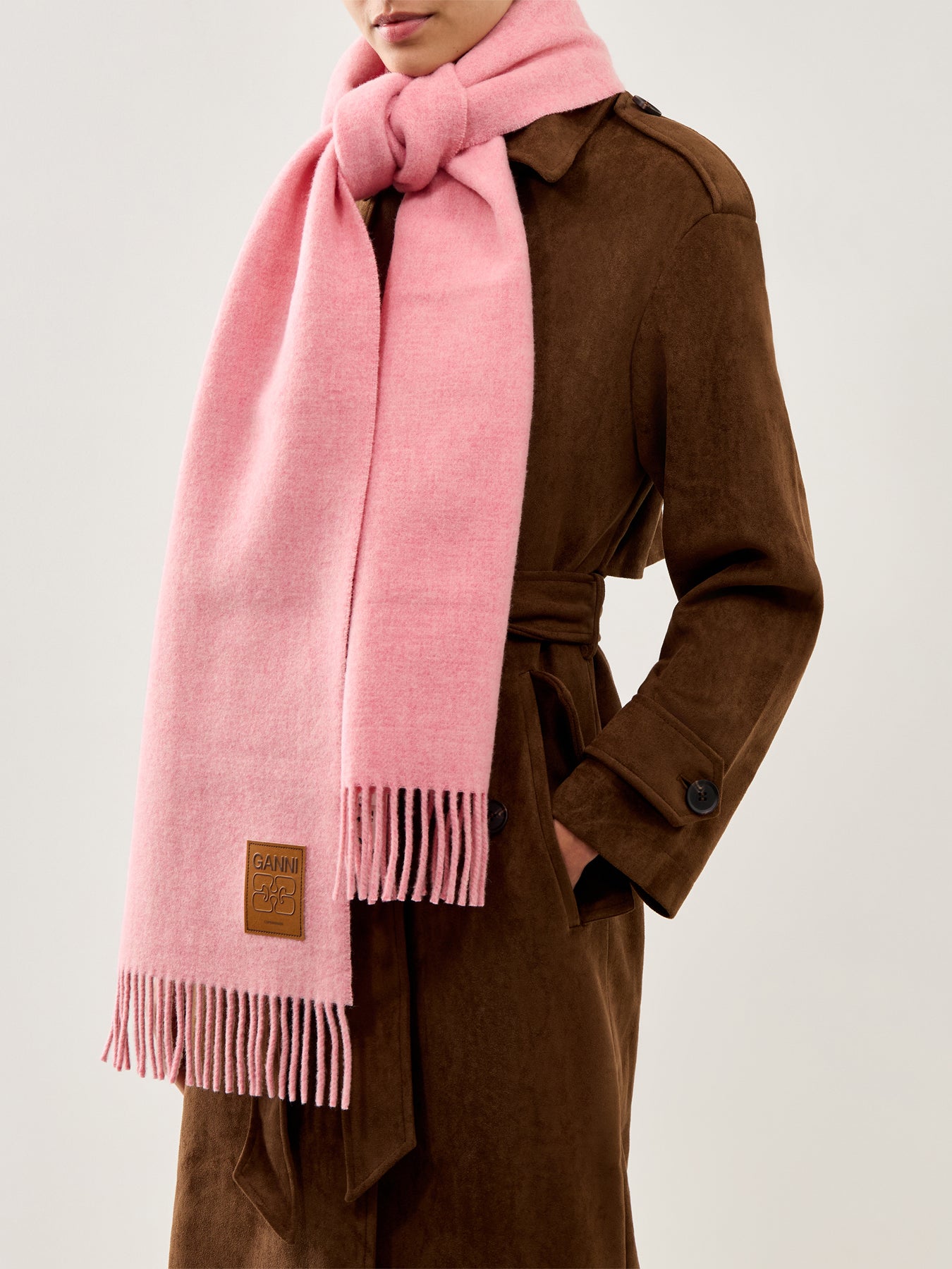 Double Face Wool Solid Scarf Mauve Morn