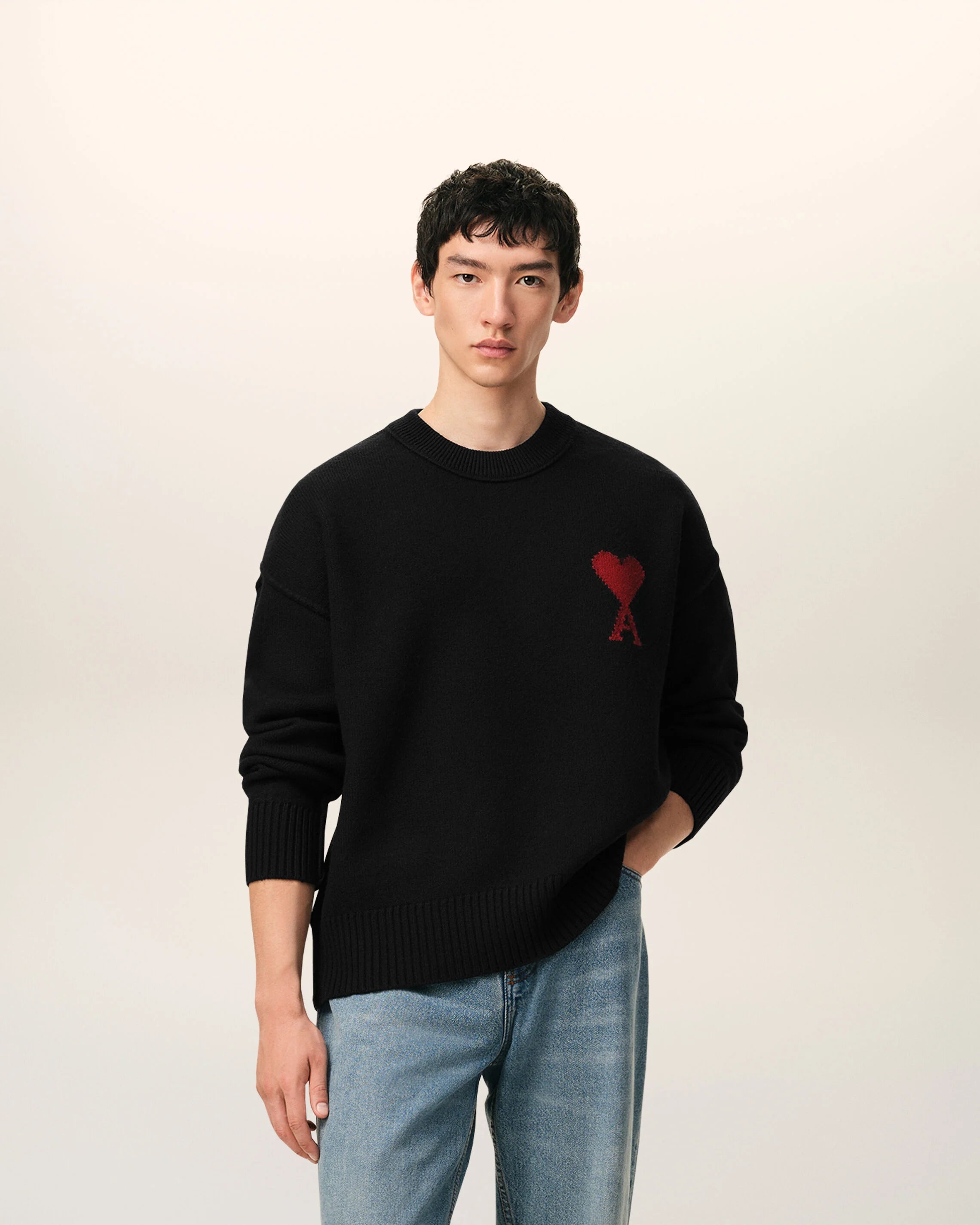 WOOL AMI DE COEUR SWEATER BLACK/RED