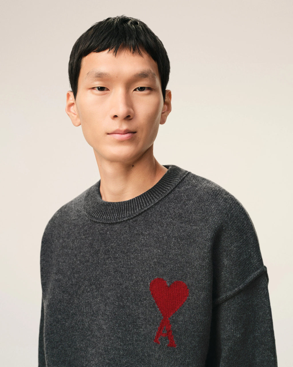 WOOL AMI DE COEUR SWEATER GREY/RED