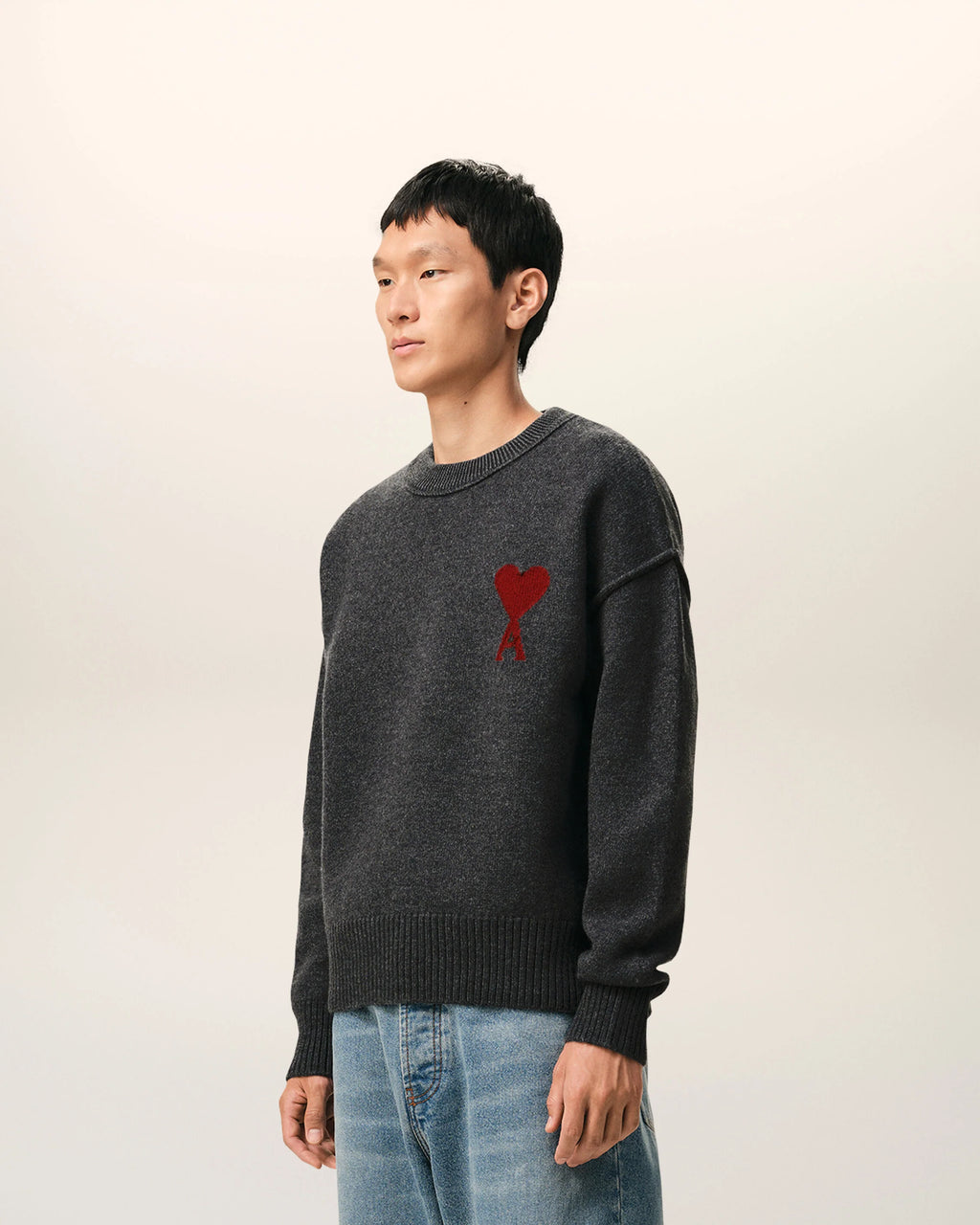 WOOL AMI DE COEUR SWEATER GREY/RED