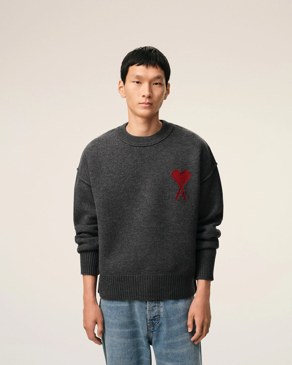 WOOL AMI DE COEUR SWEATER GREY/RED