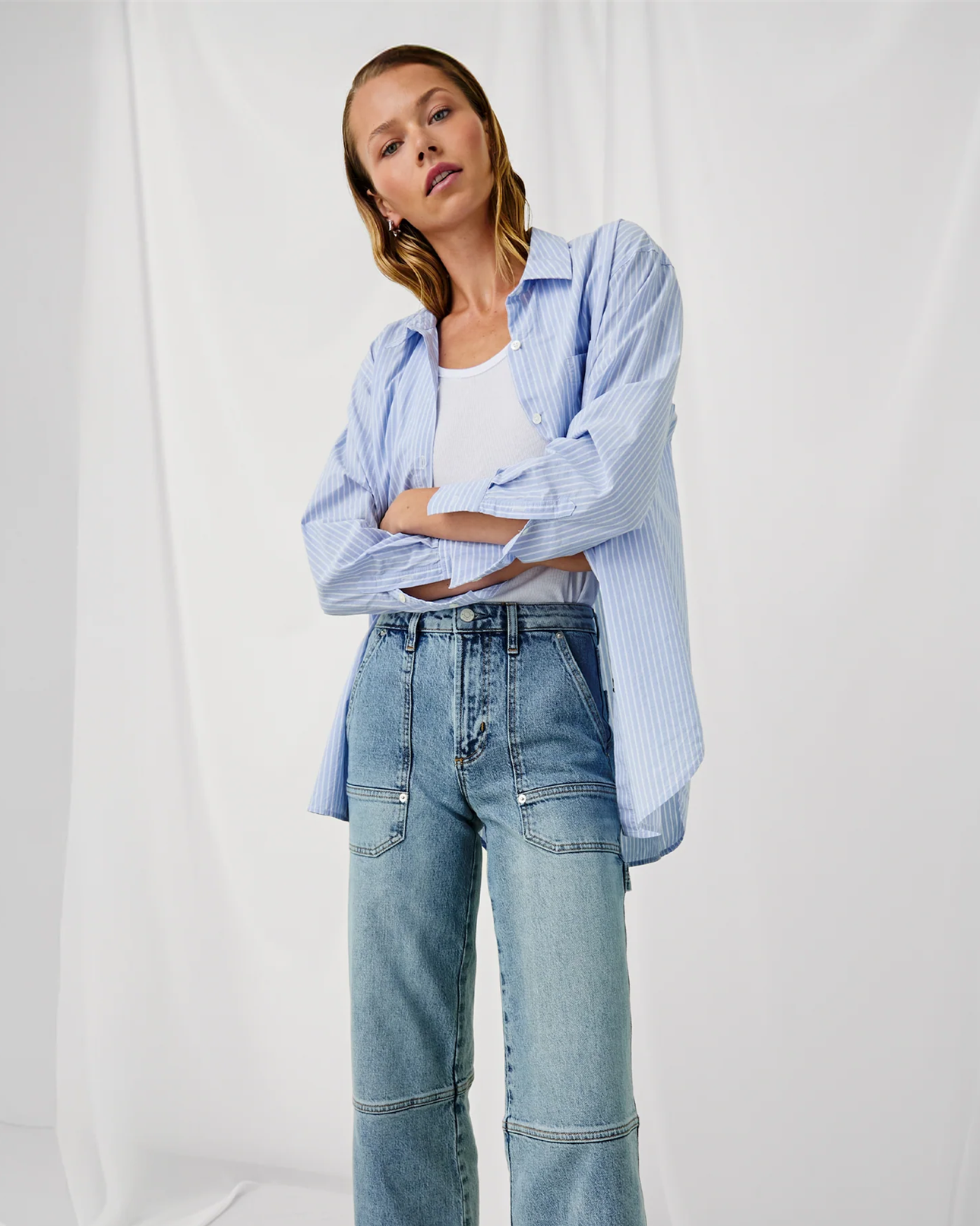ELSA Cotton Oxford Shirt Blue/White