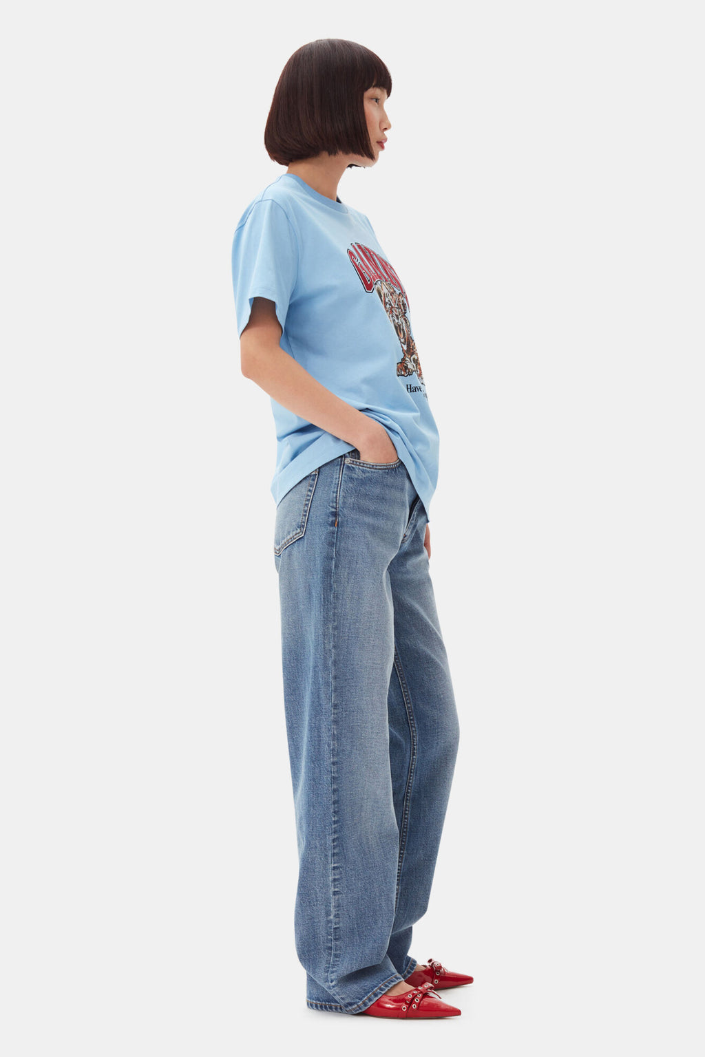 Relaxed Tiger Print T-shirt Blissful Blue