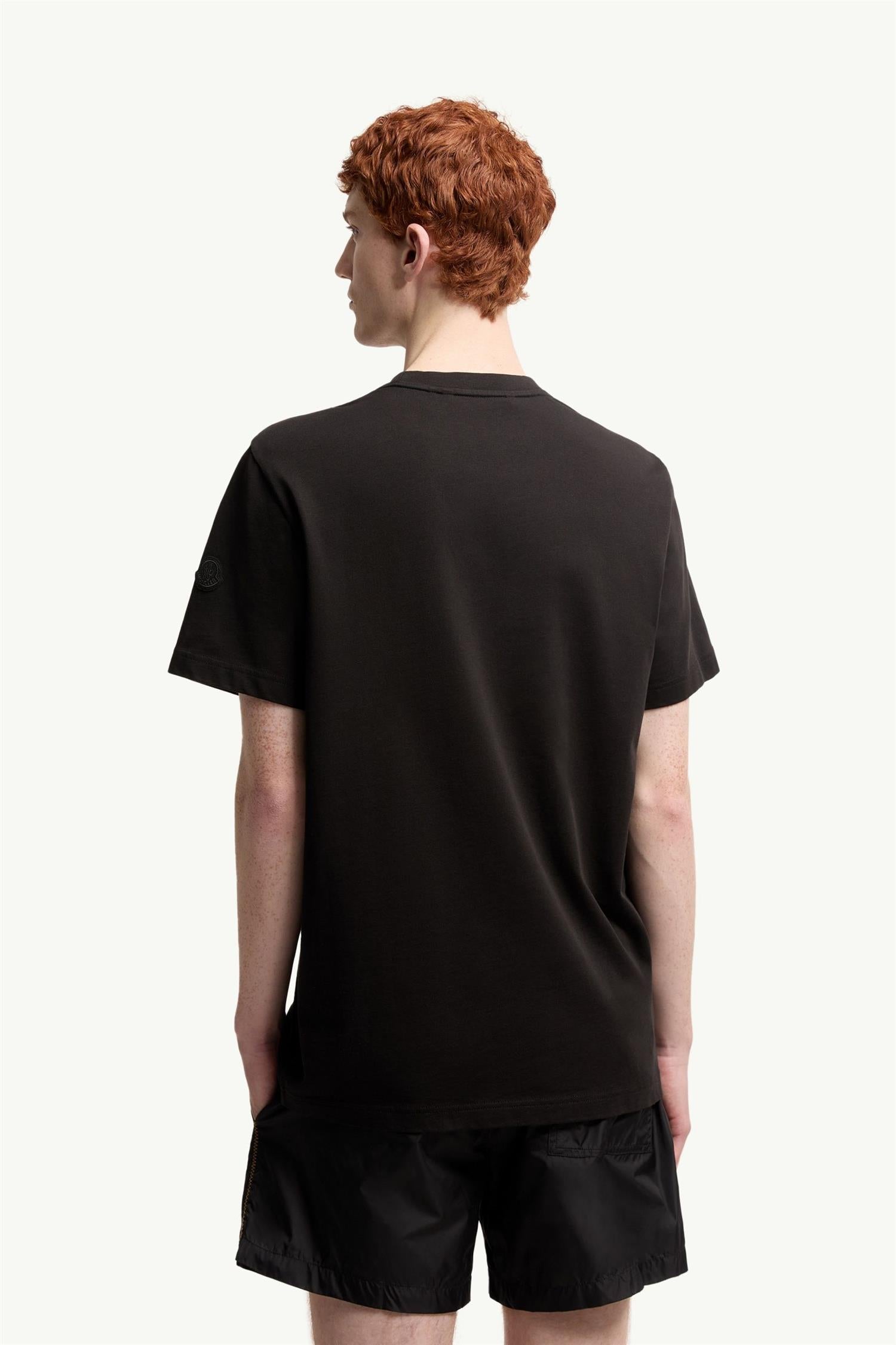 Space Embroidered Logo Cotton T-Shirt BLACK