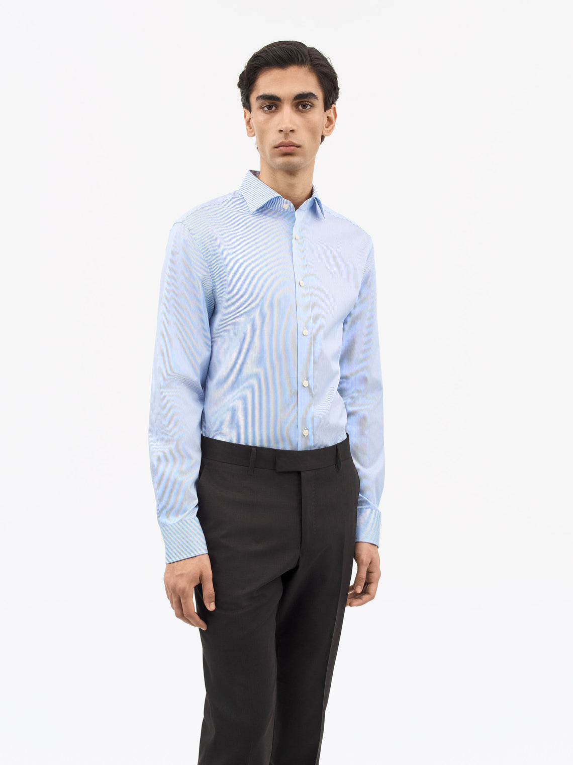 Adley C Cotton Striped Shirt Blue