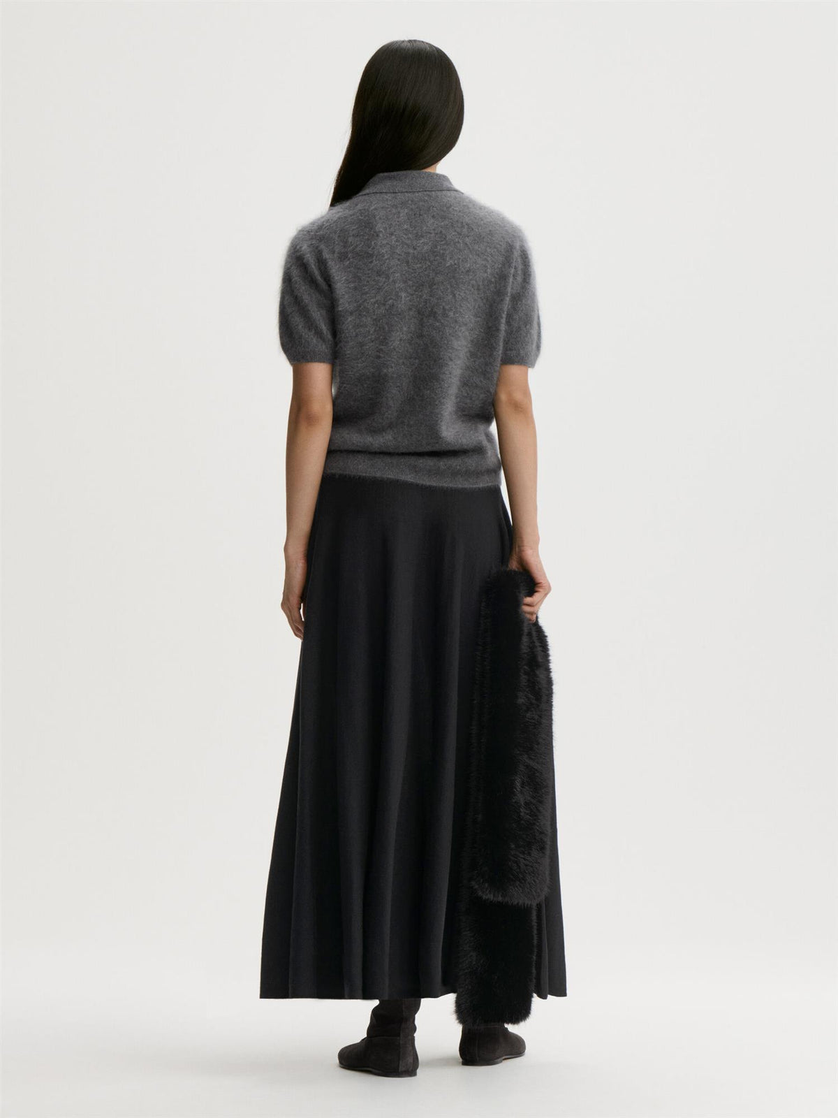 TALALLIA Cashmere Polo T-Shirt Grey Melange