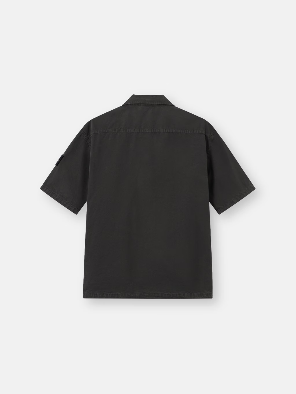 BRUSHED ORGANIC COTTON CANVAS SHORT SLEEVE SHIRT CHARCOAL