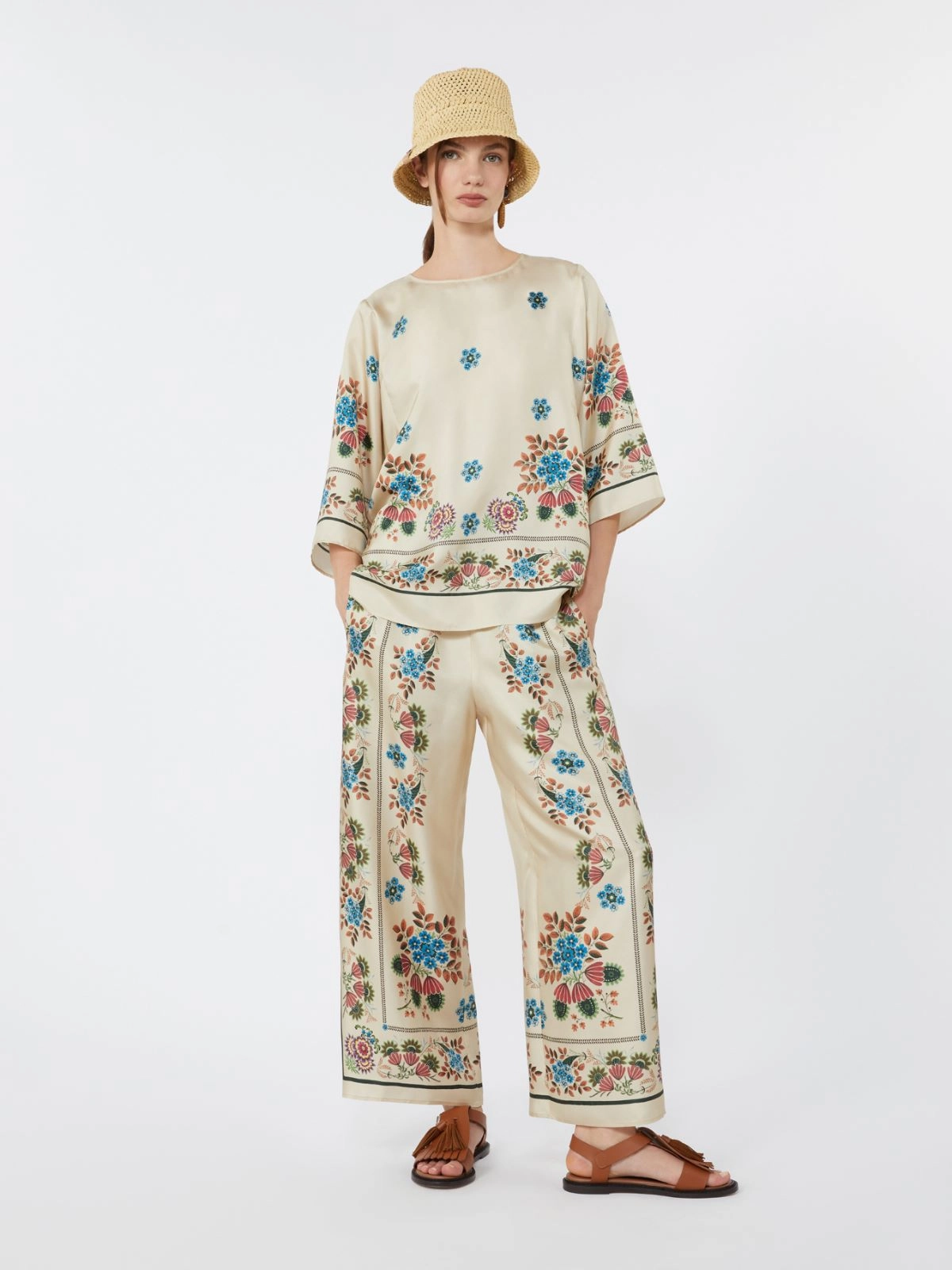 SNACK Printed Silk Twill Trouser IVORY