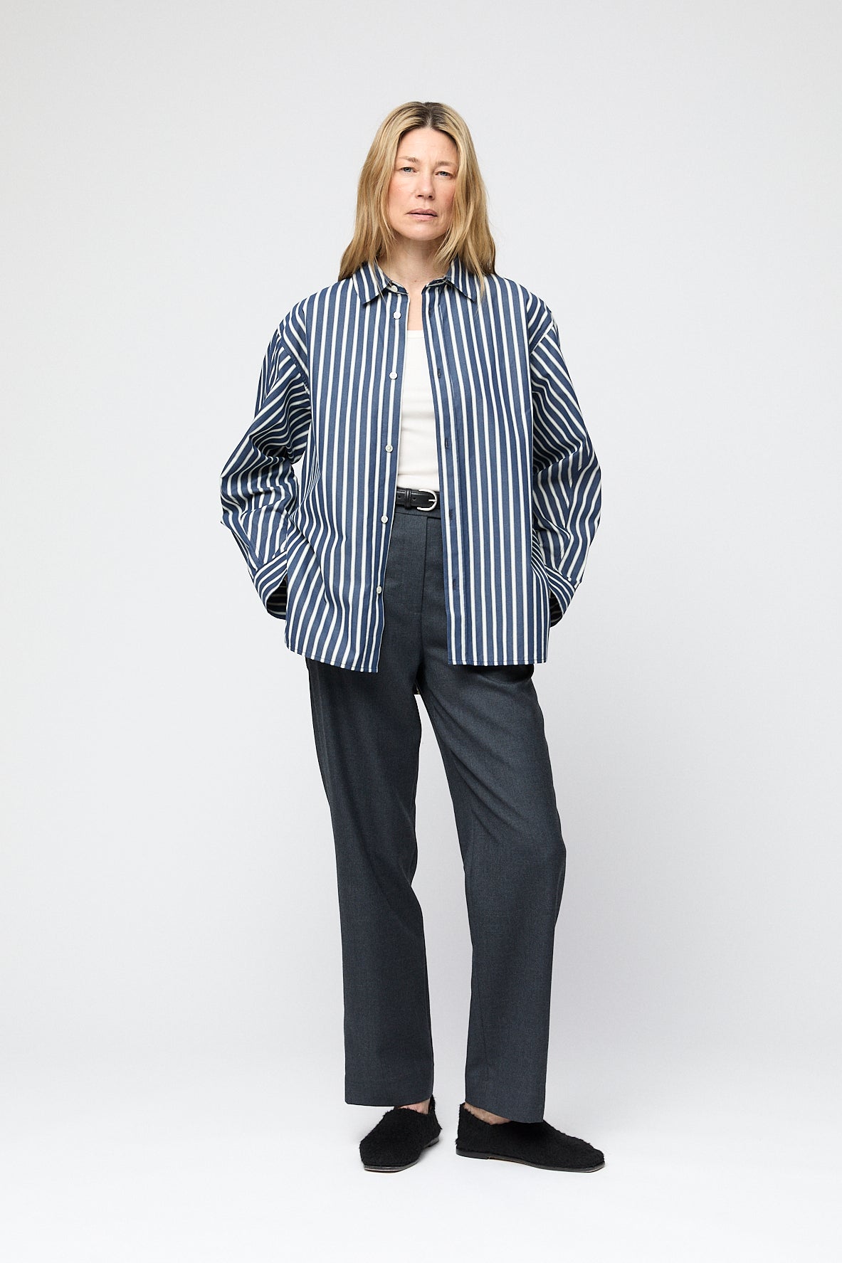 Coastal Shirt Dark Navy White Pinstripe