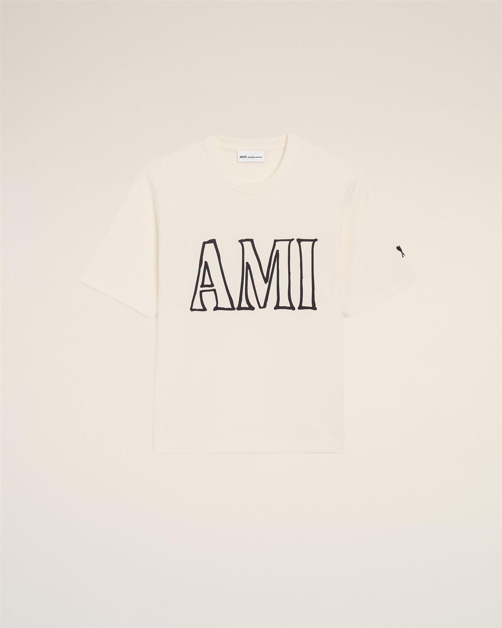 AMI PARIS Back & Front PRINT T-SHIRT WHITE CREAM