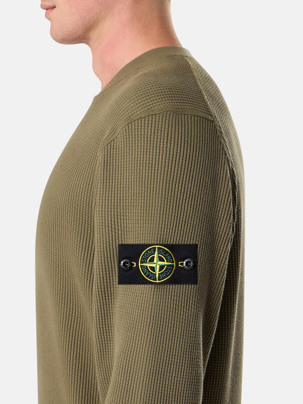 ORGANIC COTTON WAFFLE SWEATSHIRT MILITARY GREEN