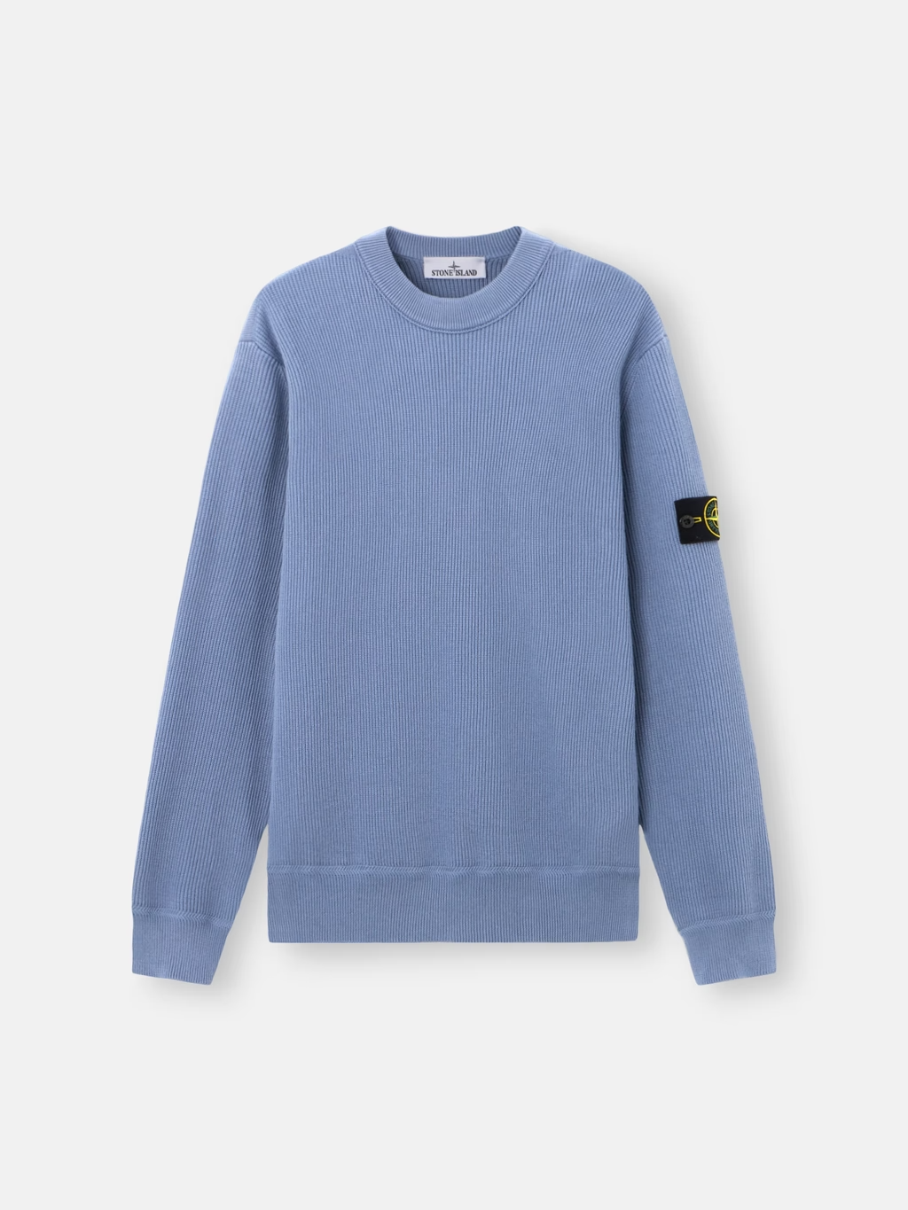 RIBBED KNITTED ORGANIC COTTON SWEATER AVIO BLUE