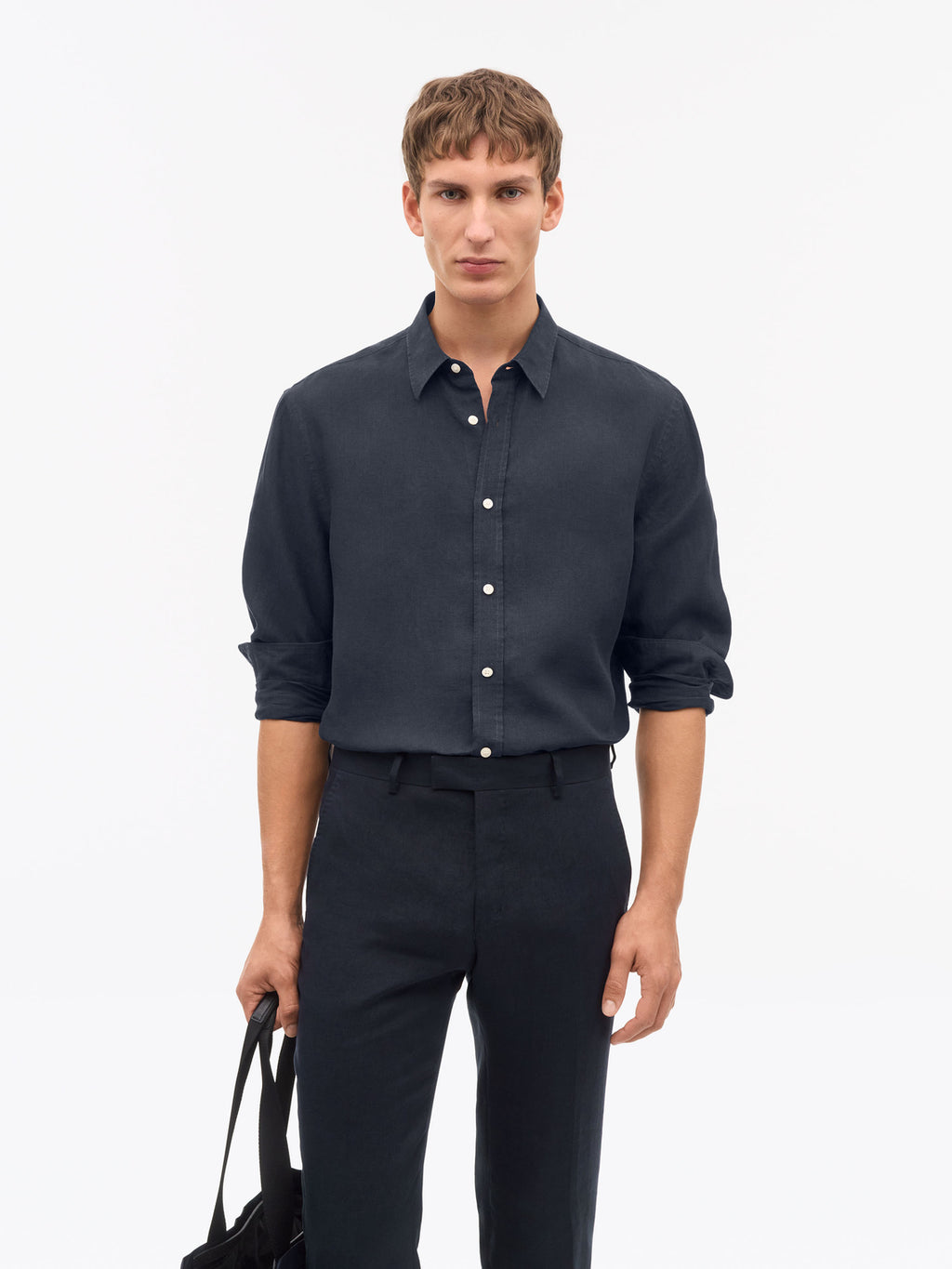 Spenser Casual Linen Shirt Midnight Blue
