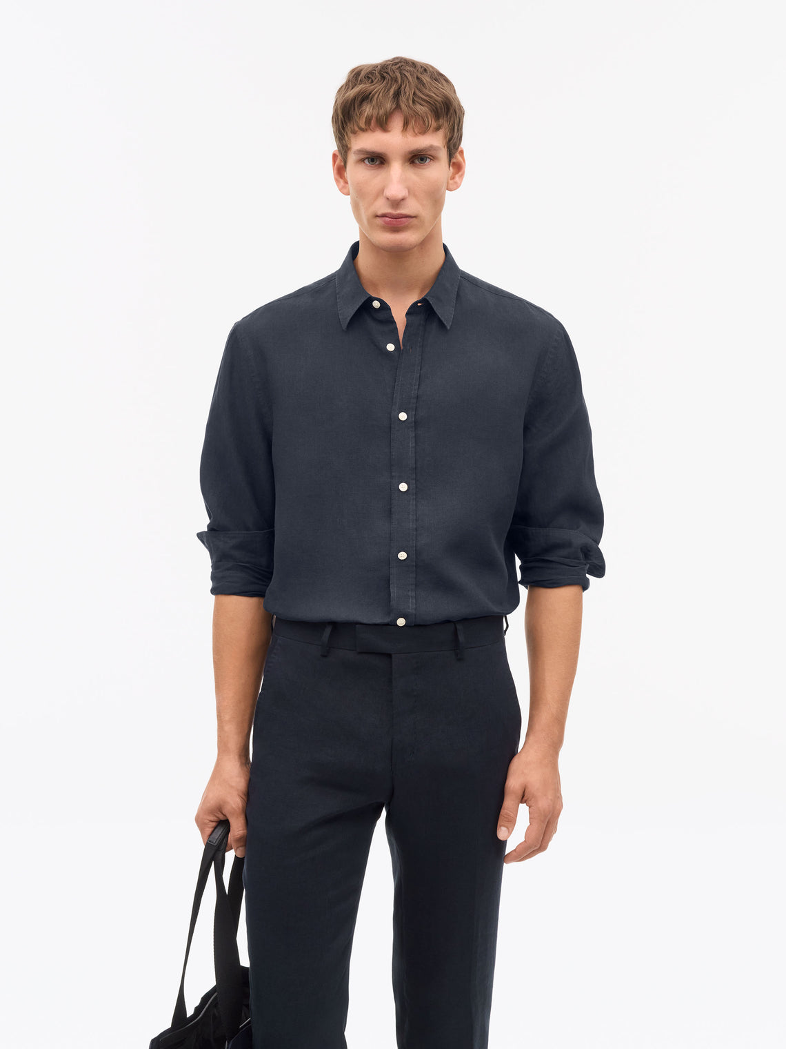Spenser Casual Linen Shirt Midnight Blue