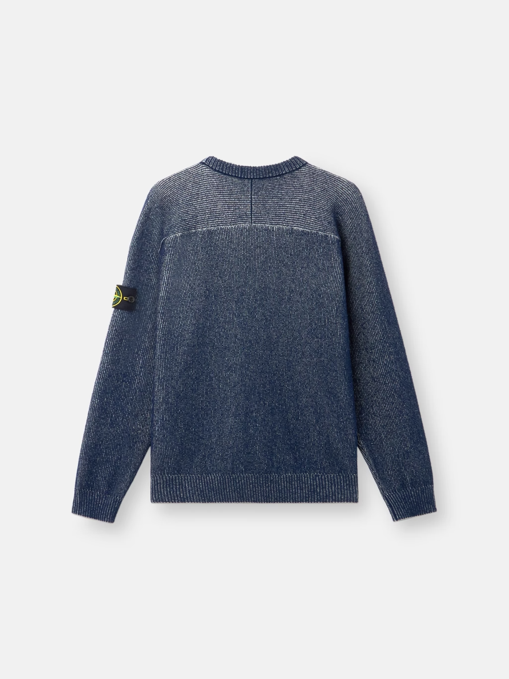 PLATED RIB COTTON BOUCLÉ SWEATER BLUE MELANGE