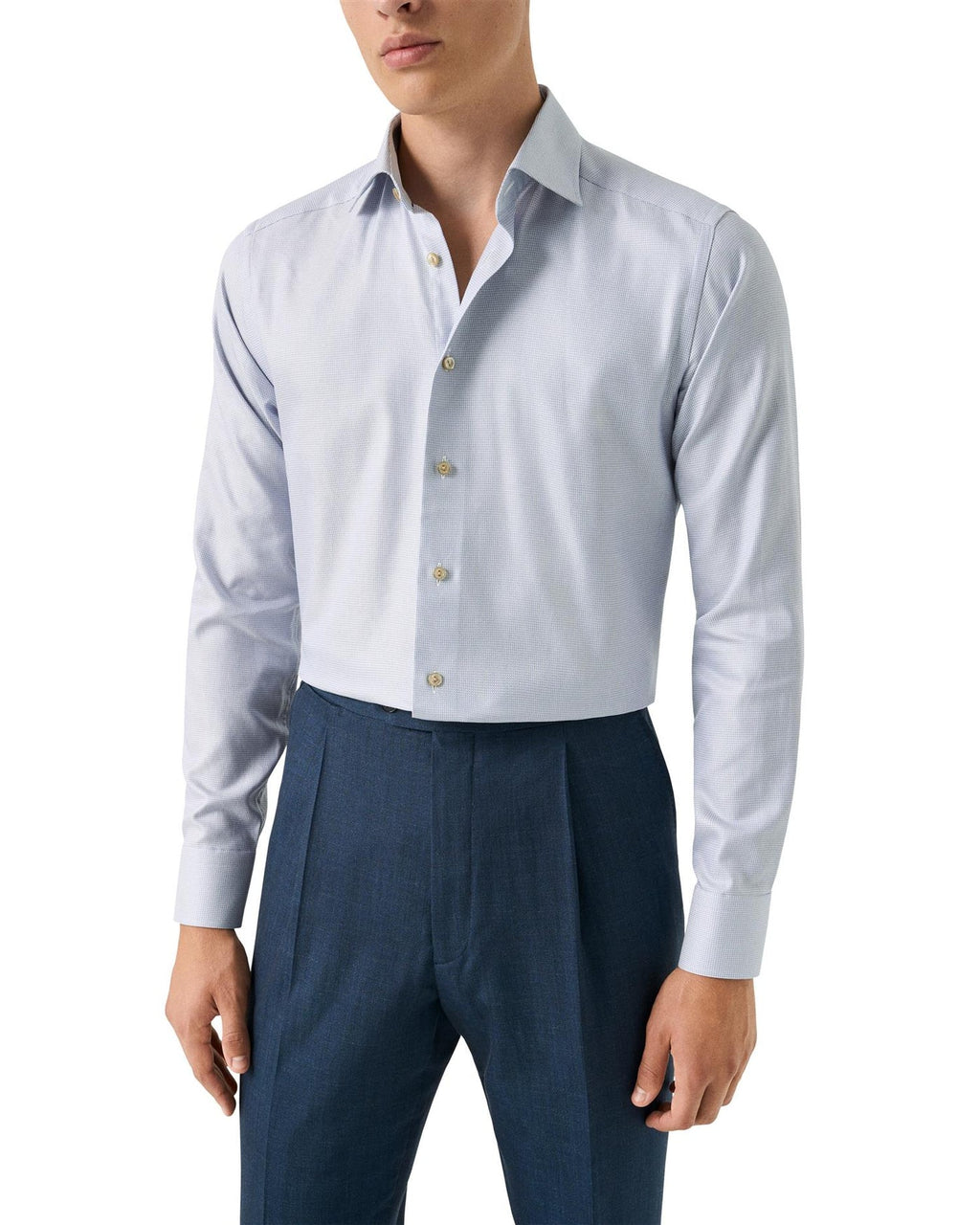 Slim Fit Semi Solid Signature Twill Shirt Light Blue