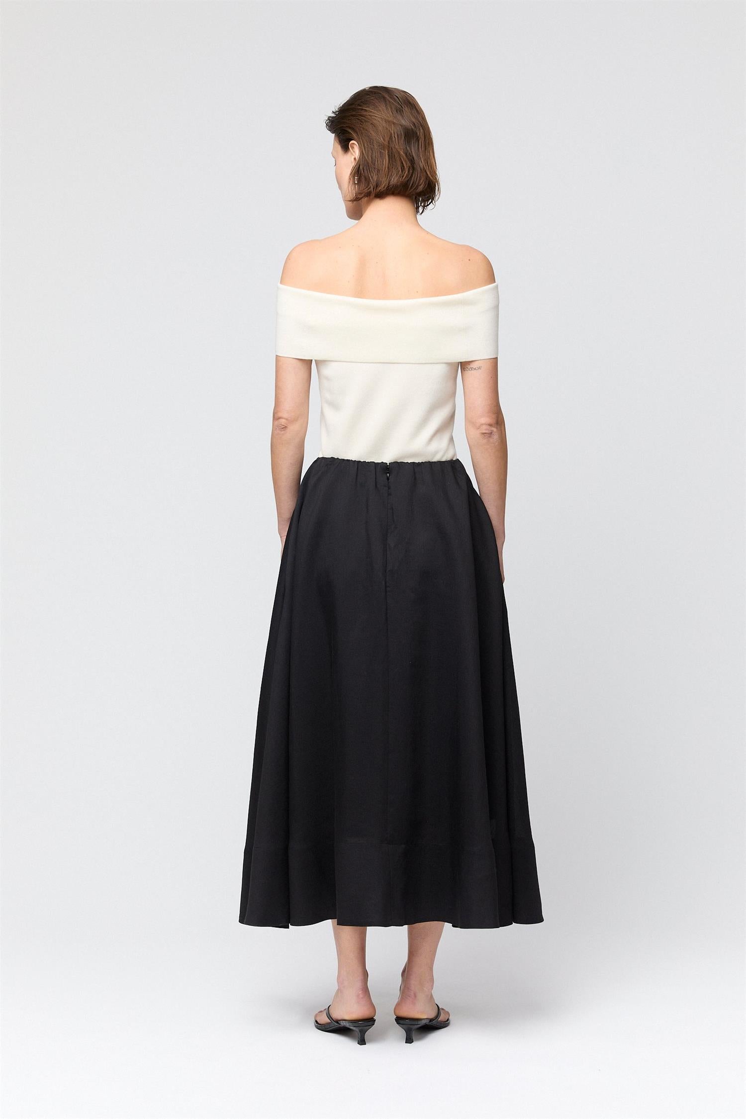 Compact Knit Off Shoulder Top Macadamia