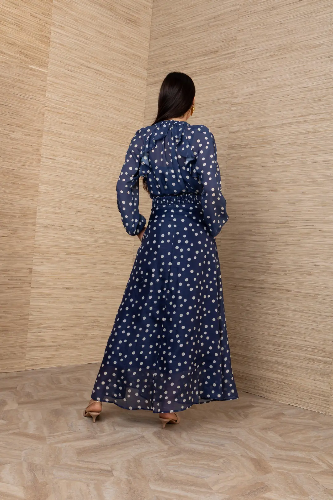 ARIADNE Silk/Linen Long Skirt Navy