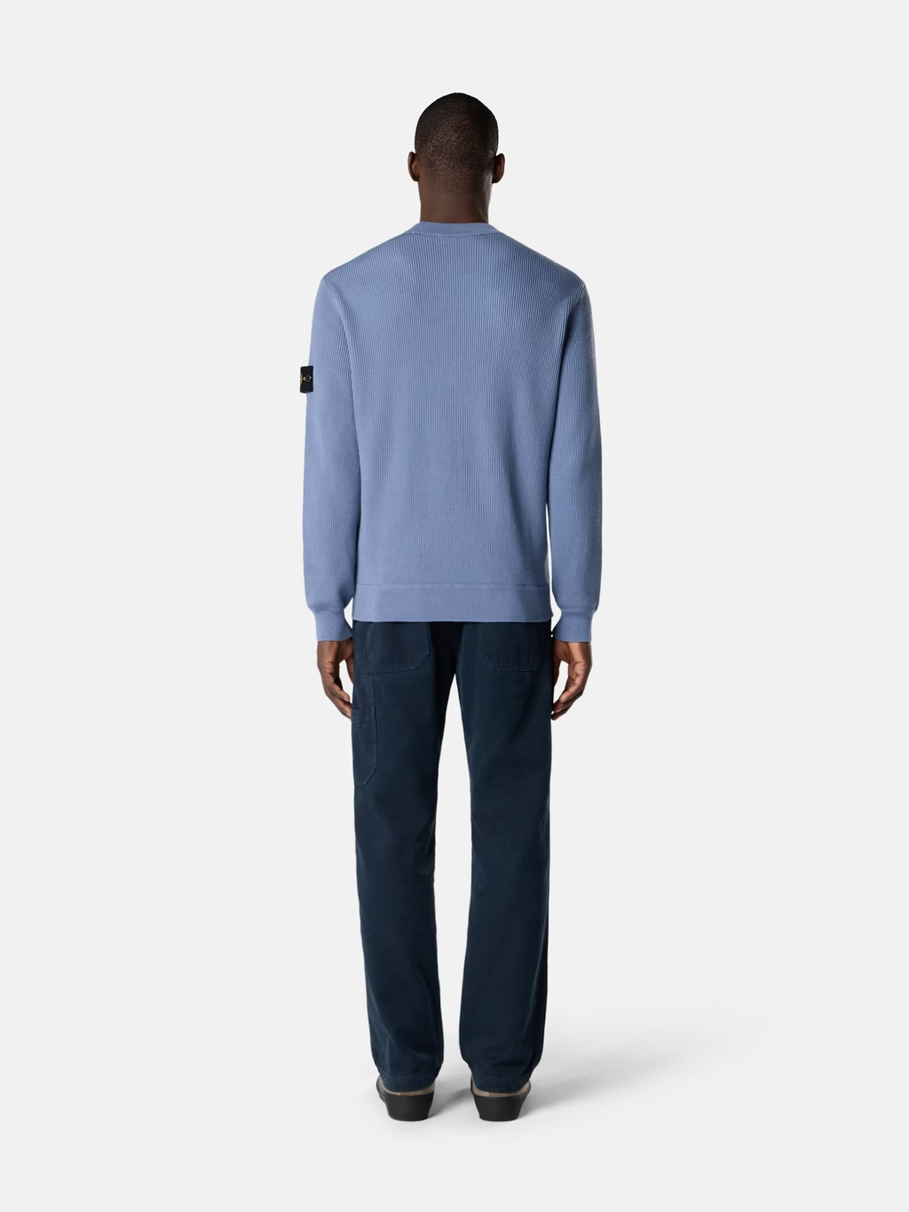 RIBBED KNITTED ORGANIC COTTON SWEATER AVIO BLUE