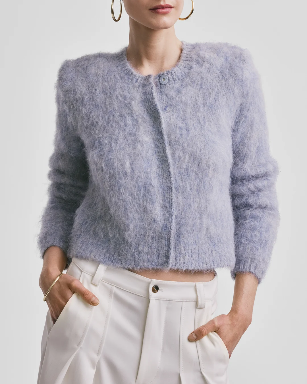 Hairy Knit Jacket Sky Blue