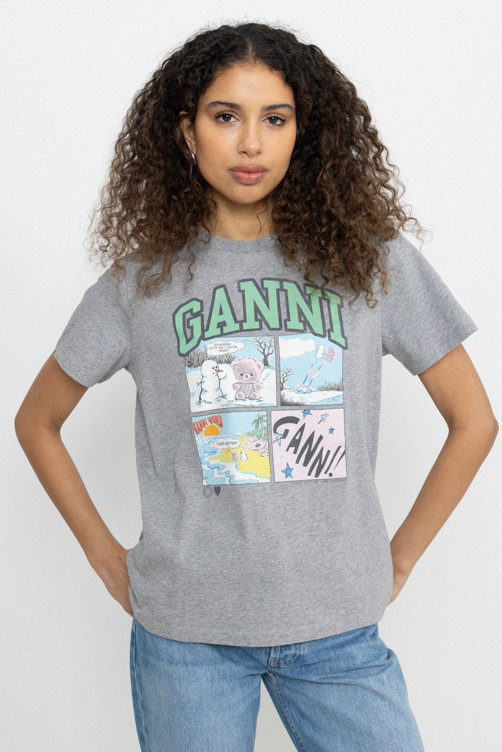 Bear Comic Teddy Print T-shirt Paloma Grey
