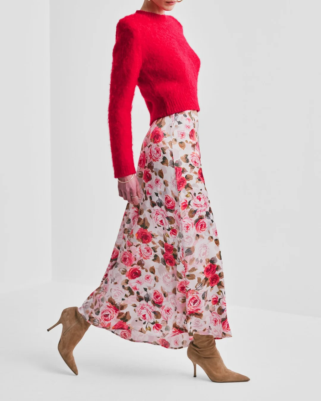 Hairy Knit Sweater Red