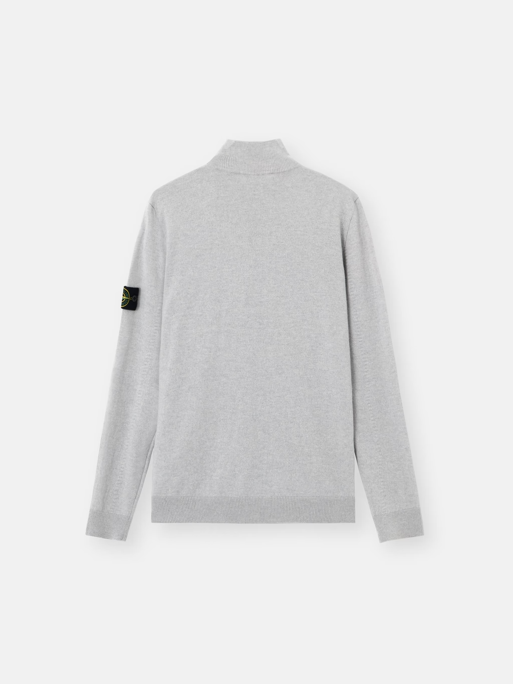 KNITTED GEELONG WOOL FULL-ZIP SWEATER MELANGE PEARL GREY