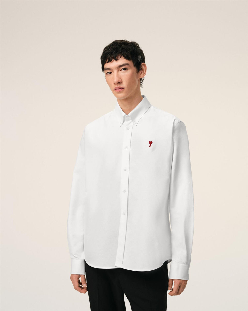Embroidered AMI DE COEUR OXFORD SHIRT WHITE