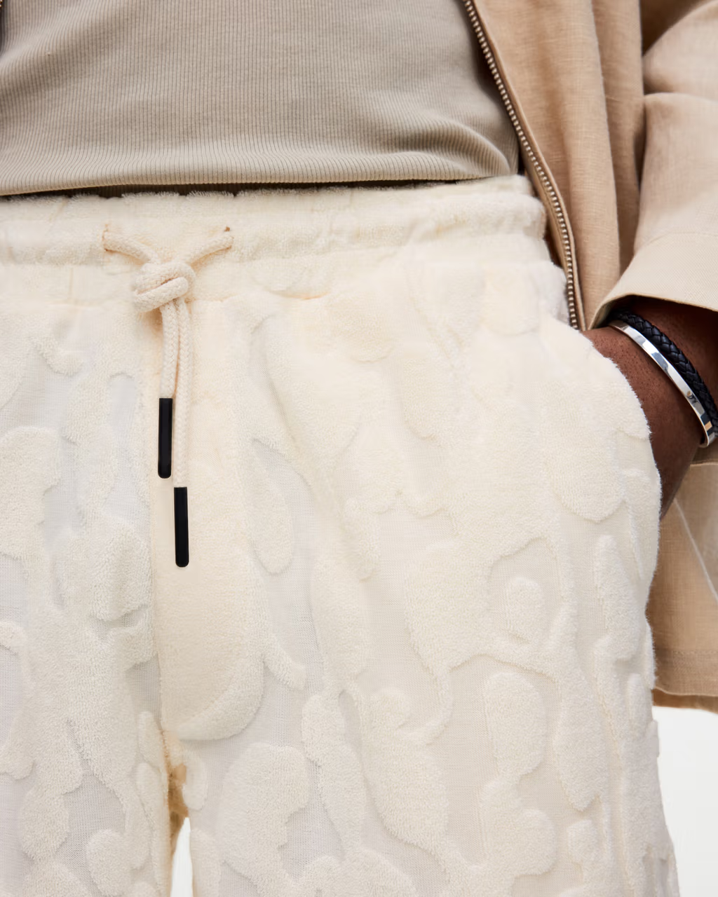 Summit Terry Jacquard Pattern Shorts White