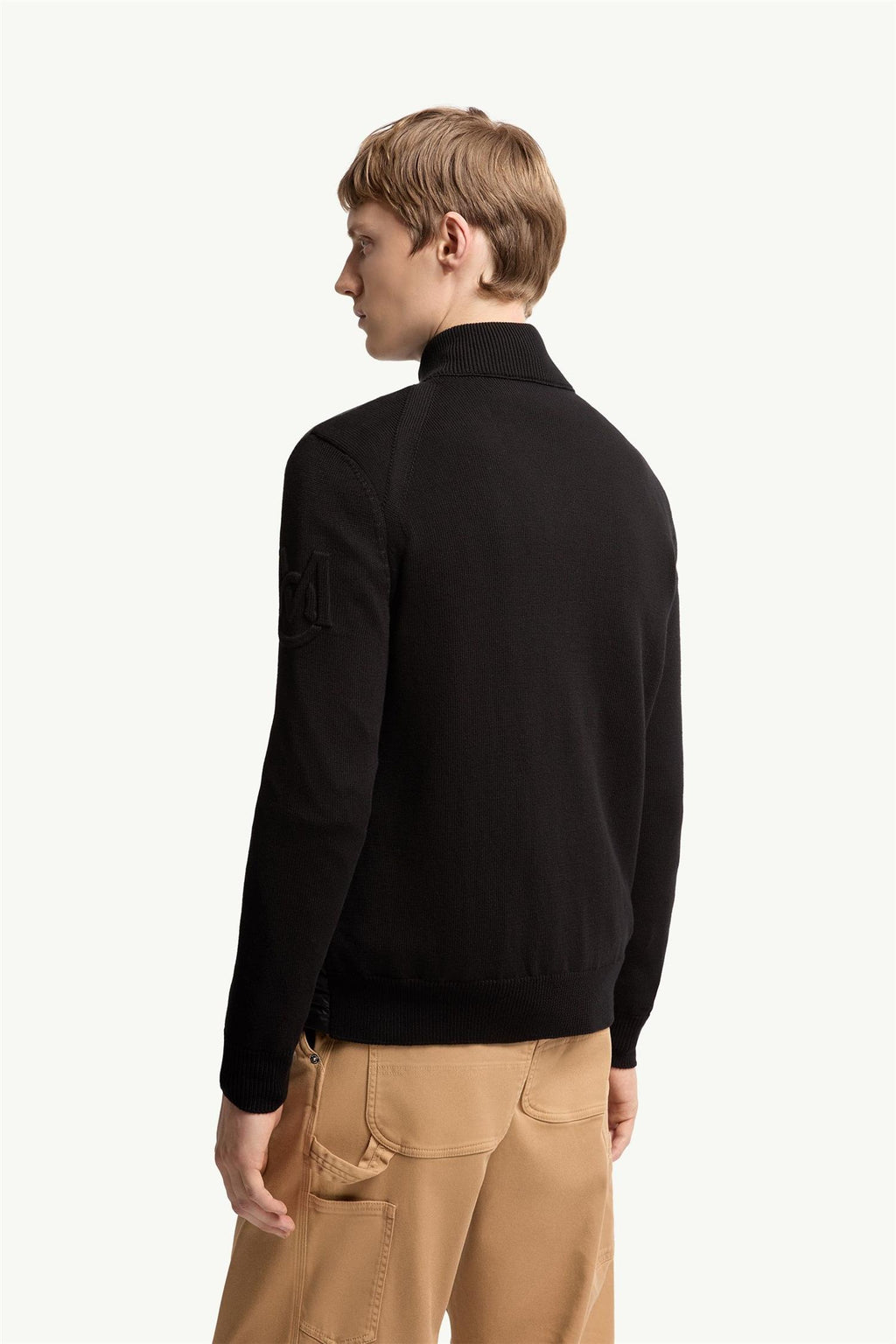 Padded CARDIGAN cotton knit BLACK
