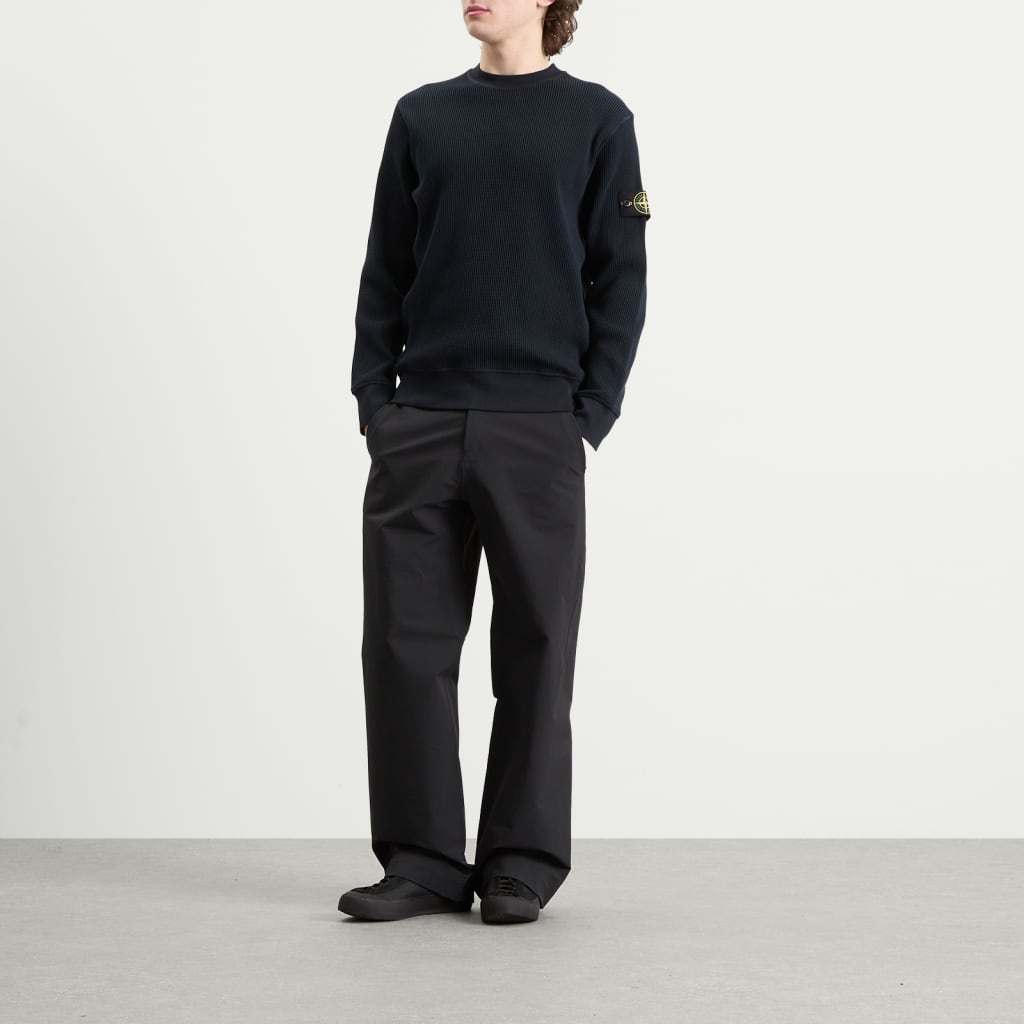 ORGANIC COTTON WAFFLE SWEATSHIRT NAVY BLUE