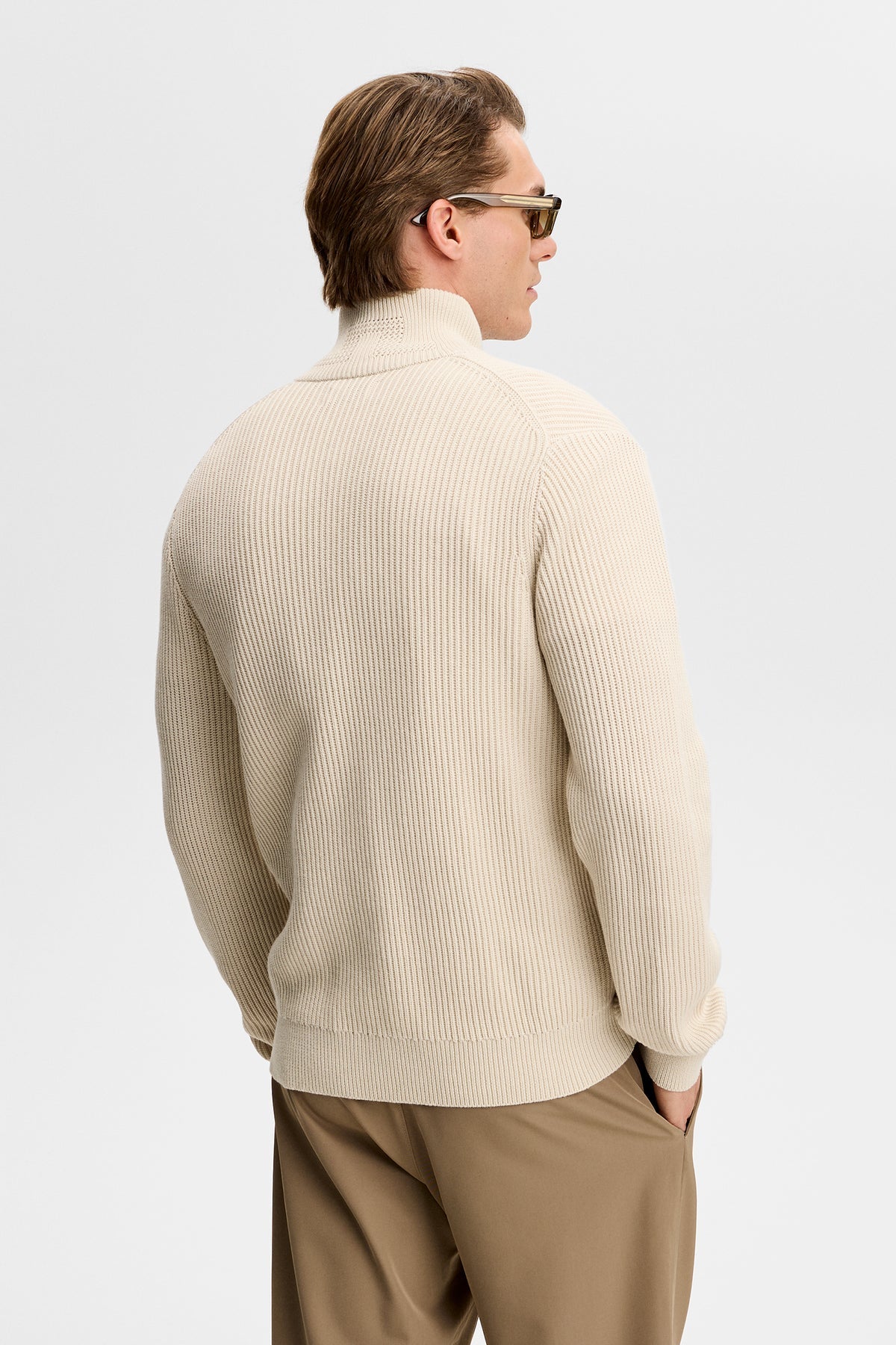 Alexis RIBBED COTTON Full Zip SWEATER MOONBEAM
