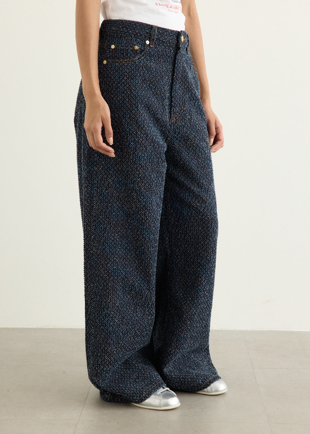 Tweed Denim Baggy Jeans Rinse