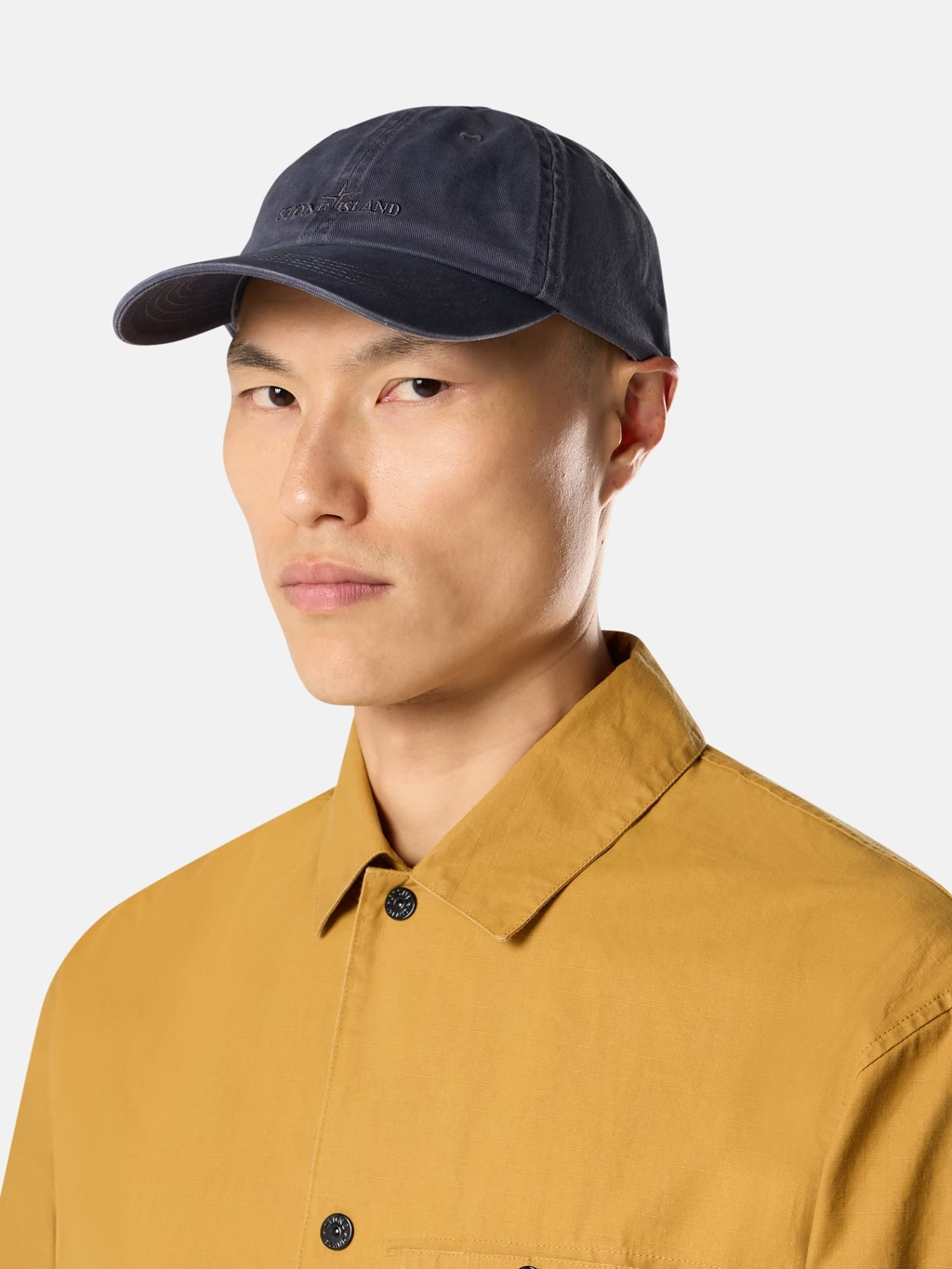 BRUSHED COTTON GABARDINE BASEBALL CAP BLUE GREY