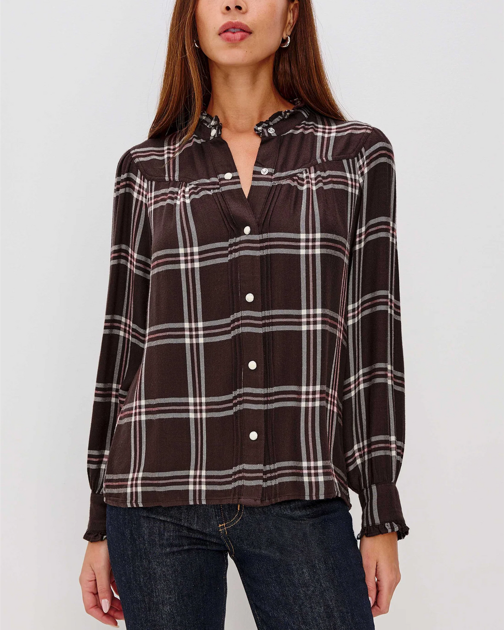 ALANNA PLAID SHIRT BROWN